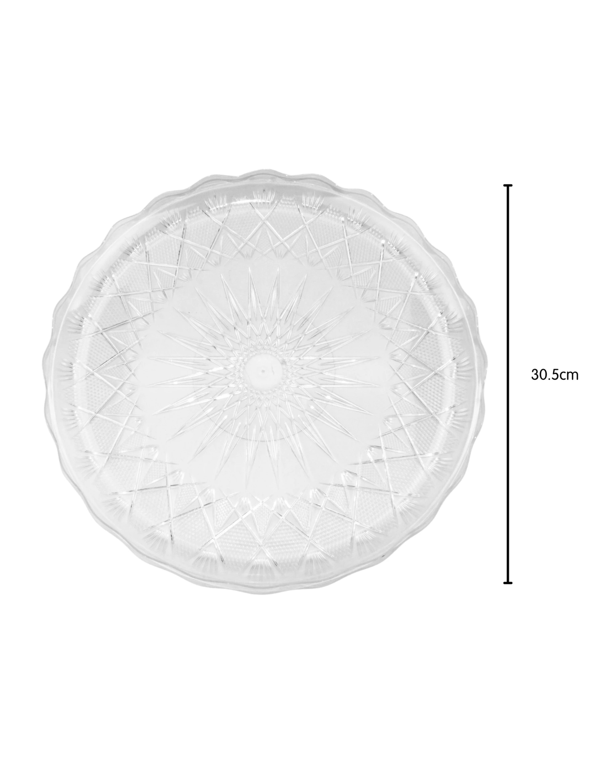 3 Partyware Clear Plastic Round Diamond Tray 30.5cm - Clear, 3 of 4