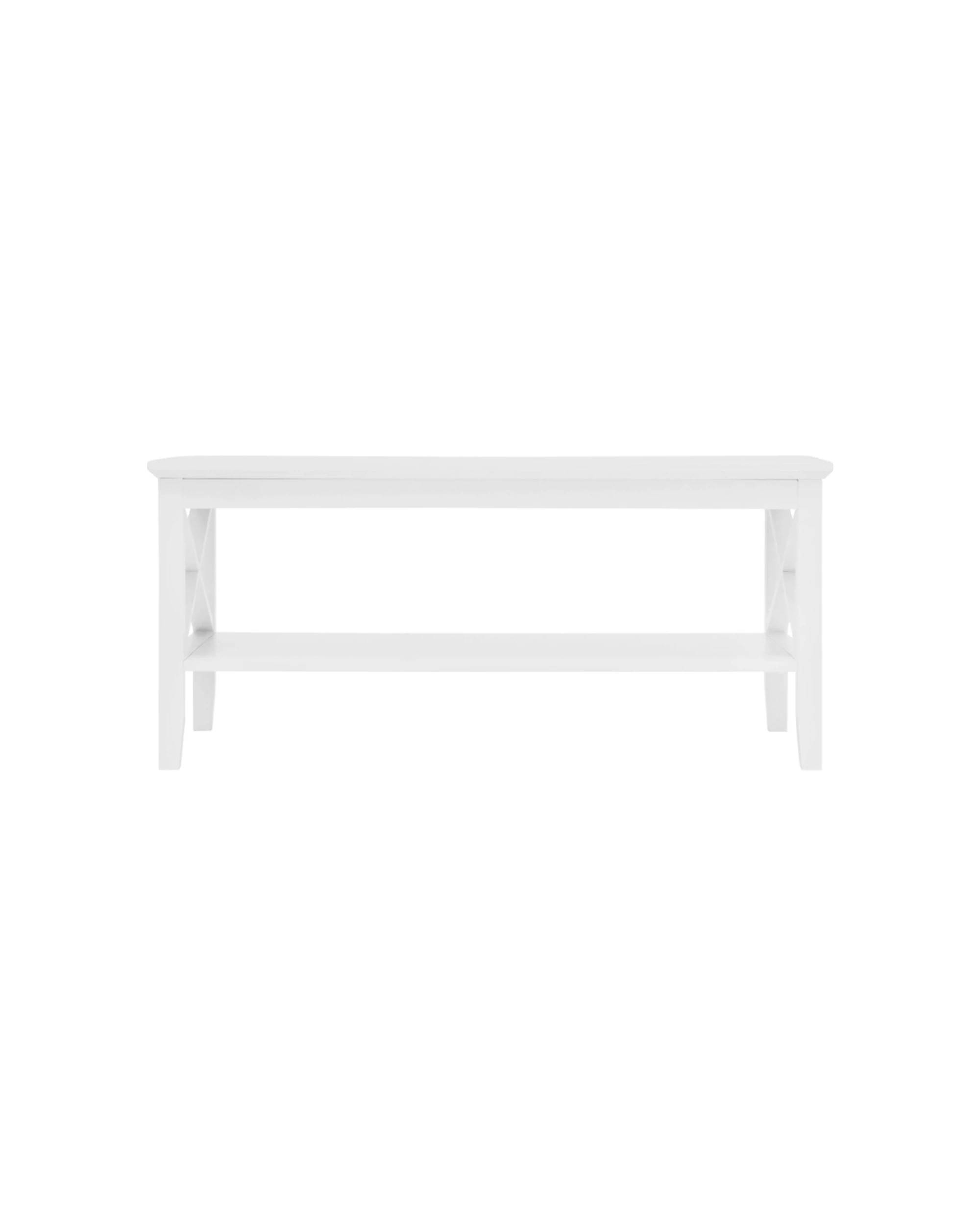 4 Alpine Bay Long Island Rectangular Coffee Table 1 Shelf Matte Storage Unit - White, 4 of 5