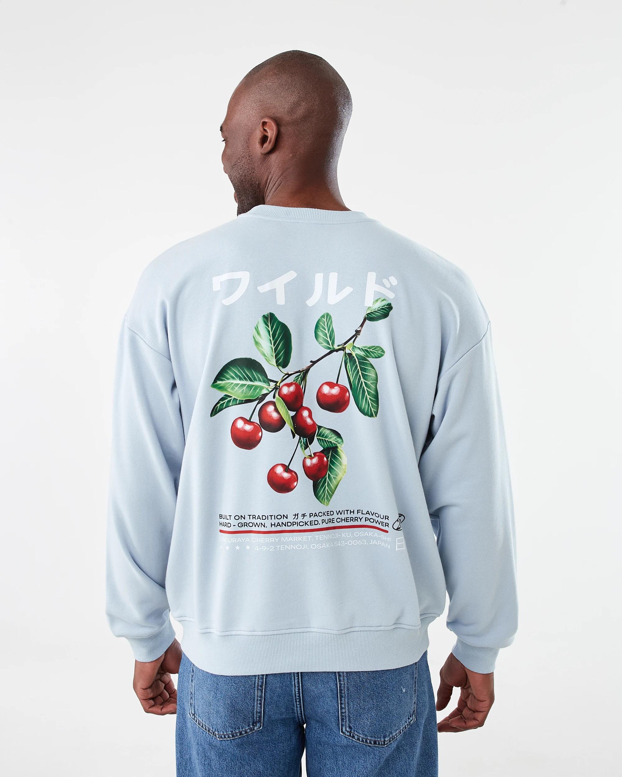 3 Terry Oversized Print Crew Neck Sweatshirt Blu Cherry, 3 of 8