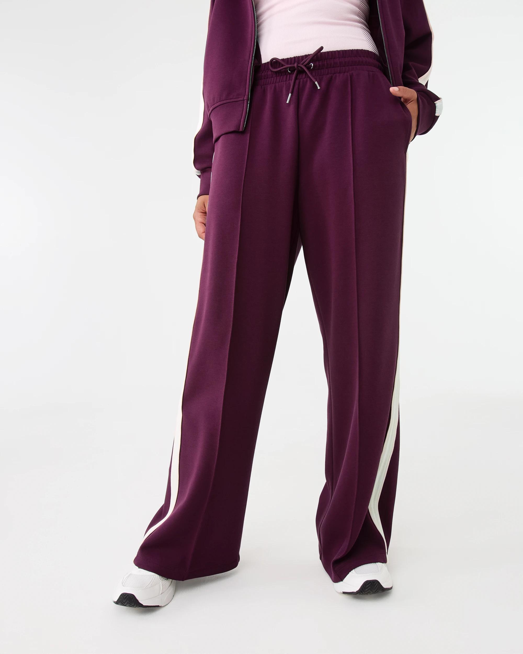 1 Active Womens Retro Wide Leg Trackpants Royal Burg, 1 of 8