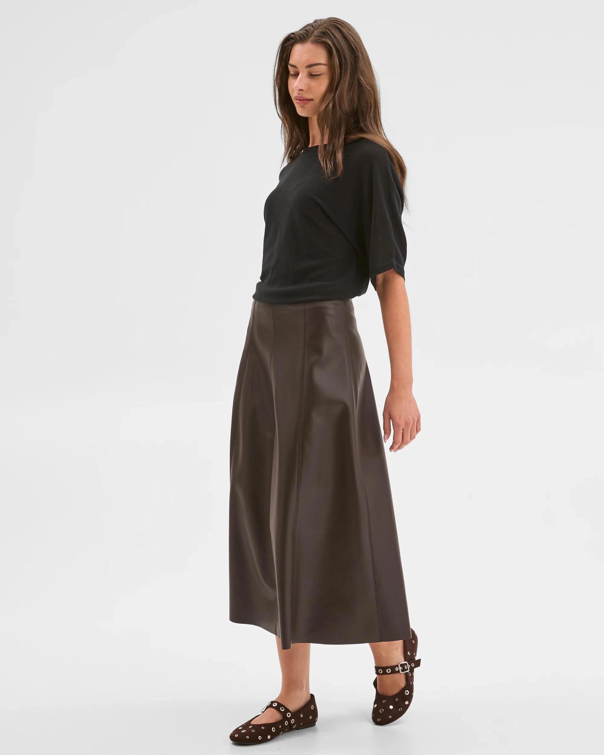 2 Target Petites Petites PU Panel A-Line Skirt DARK CHOCOLATE, 2 of 6