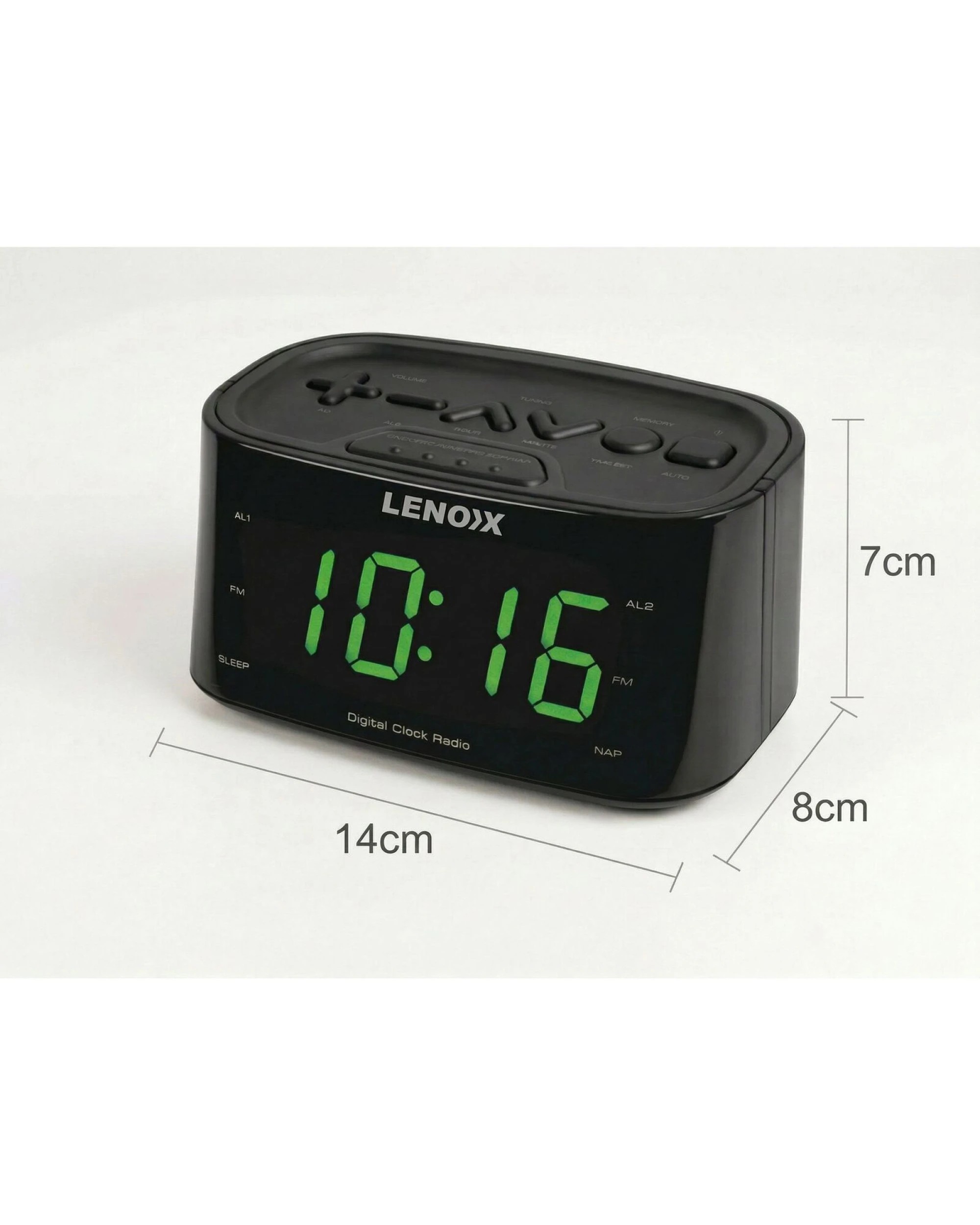 3 Lenoxx Smartphone-Charging Alarm Clock & FM Radio (Black) w/ USB Port, 3 of 4