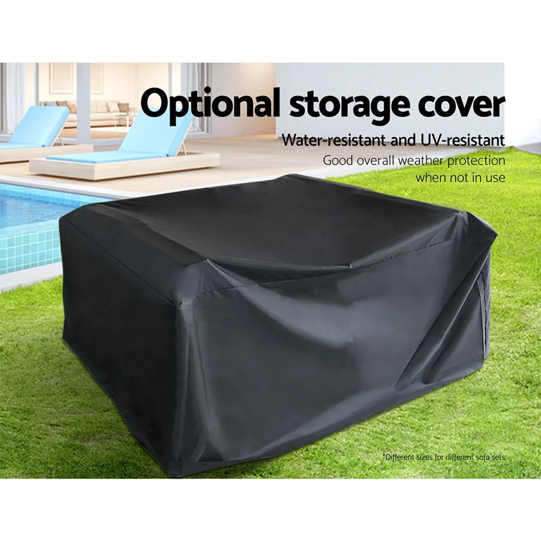 7 Gardeon 7-Piece Outdoor Sofa Set Wicker Couch Lounge Setting Cover - Black, 7 of 7