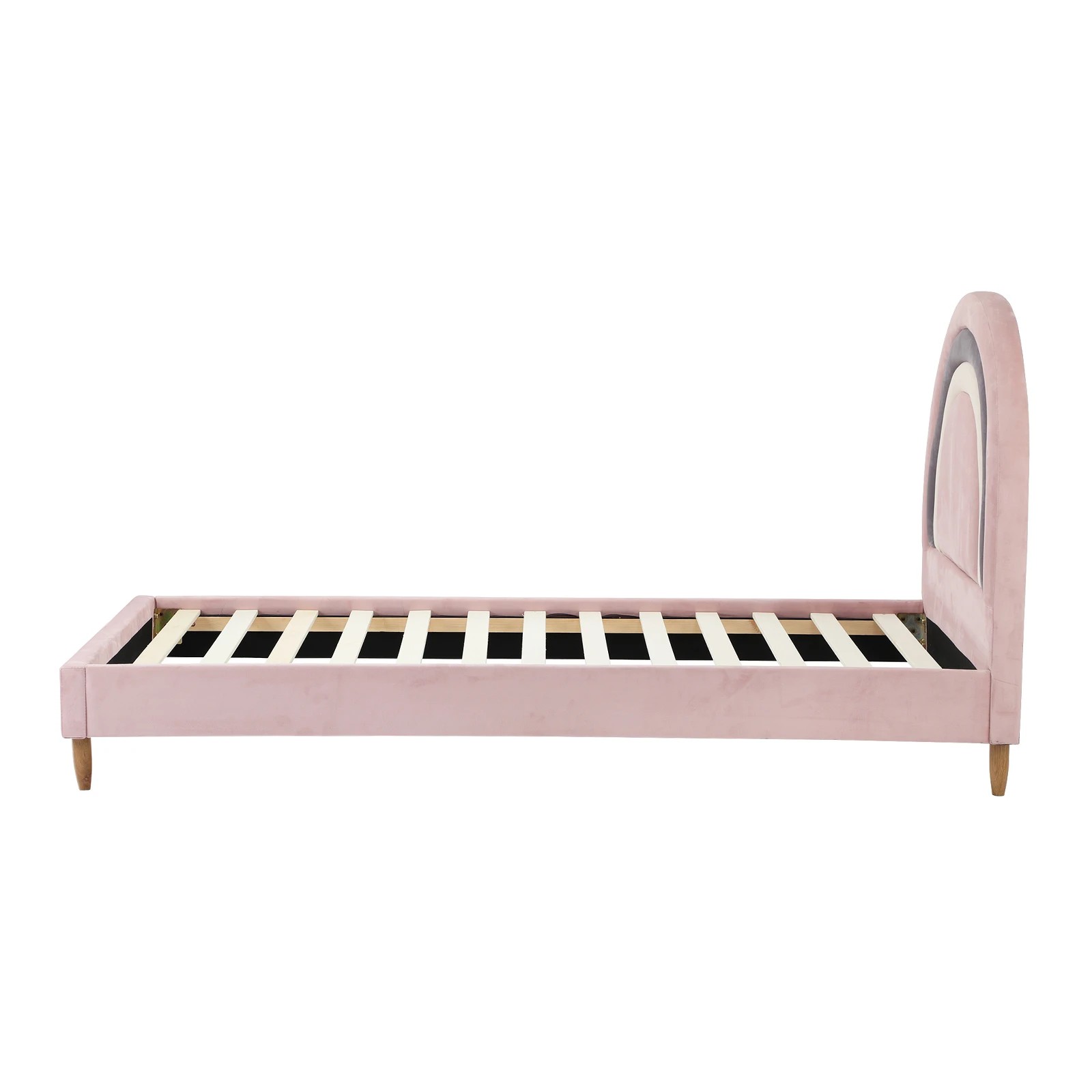 8 Oikiture Single Bed Frame Rainbow Kids Bed Base Velvet
 - Pink, 8 of 10