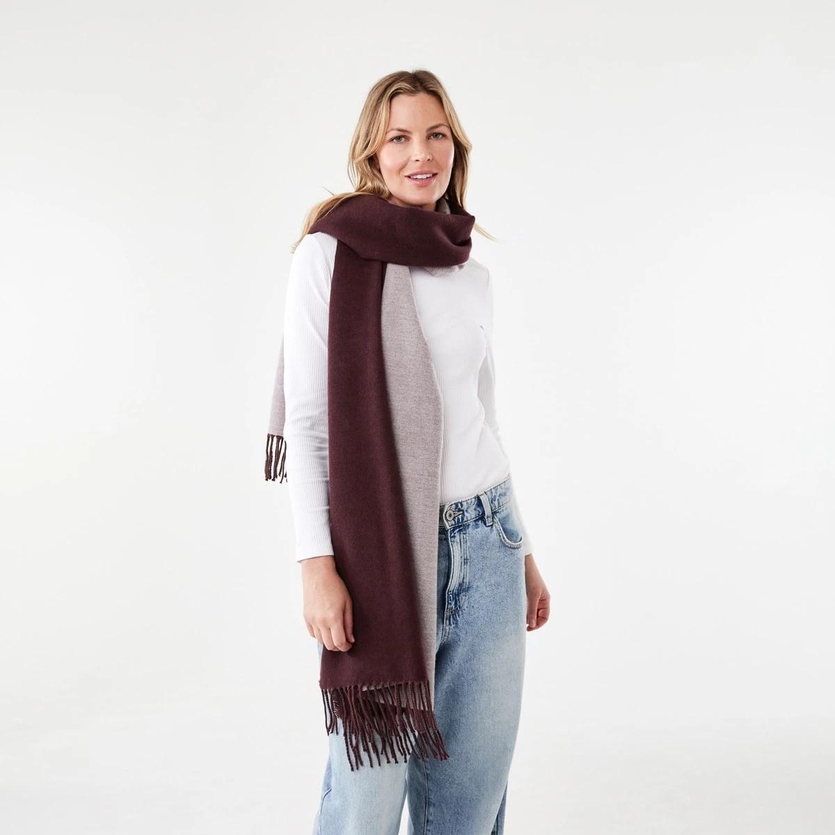 3 Blanket Contrast Scarf Mulber Tnl, 3 of 3