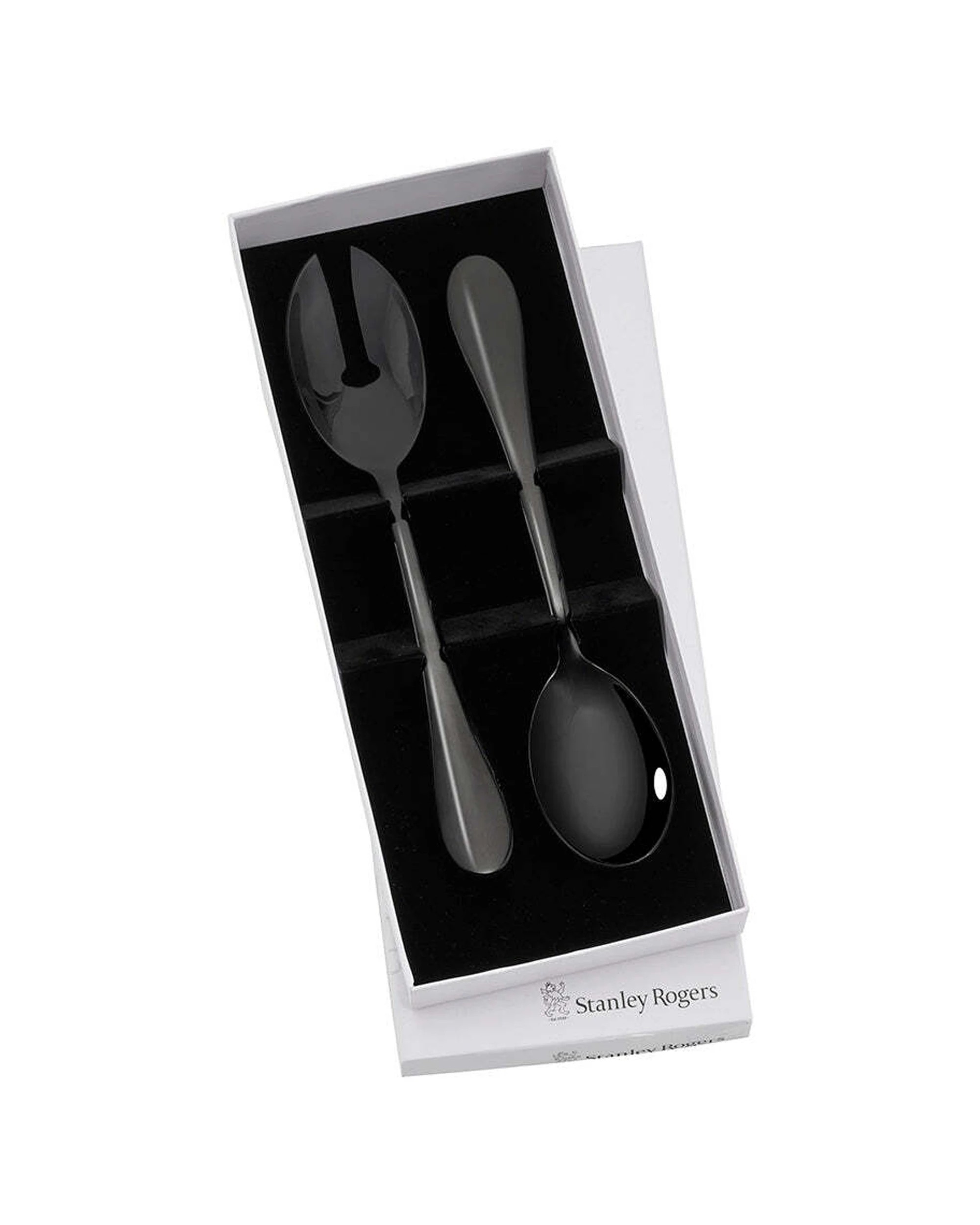 5 Stanley Rogers 2pc Albany Salad Servers Spoon Fork Serving Utensils Set - Black, 5 of 5