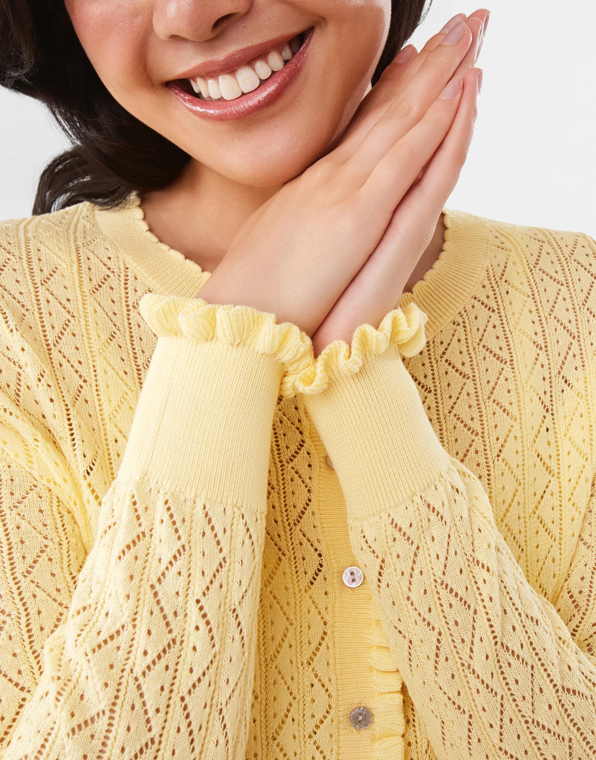 7 Pointelle Cardigan Fln Yellow, 7 of 8