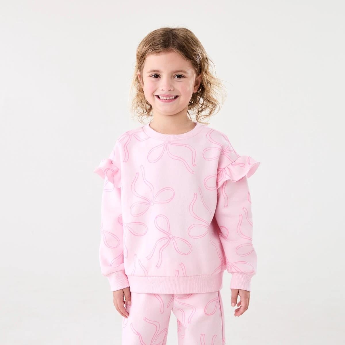 1 Frill Sleeve All Over Print Crew Neck Sweatshirt GRACEFUL BOWS BALLERINA, 1 of 6