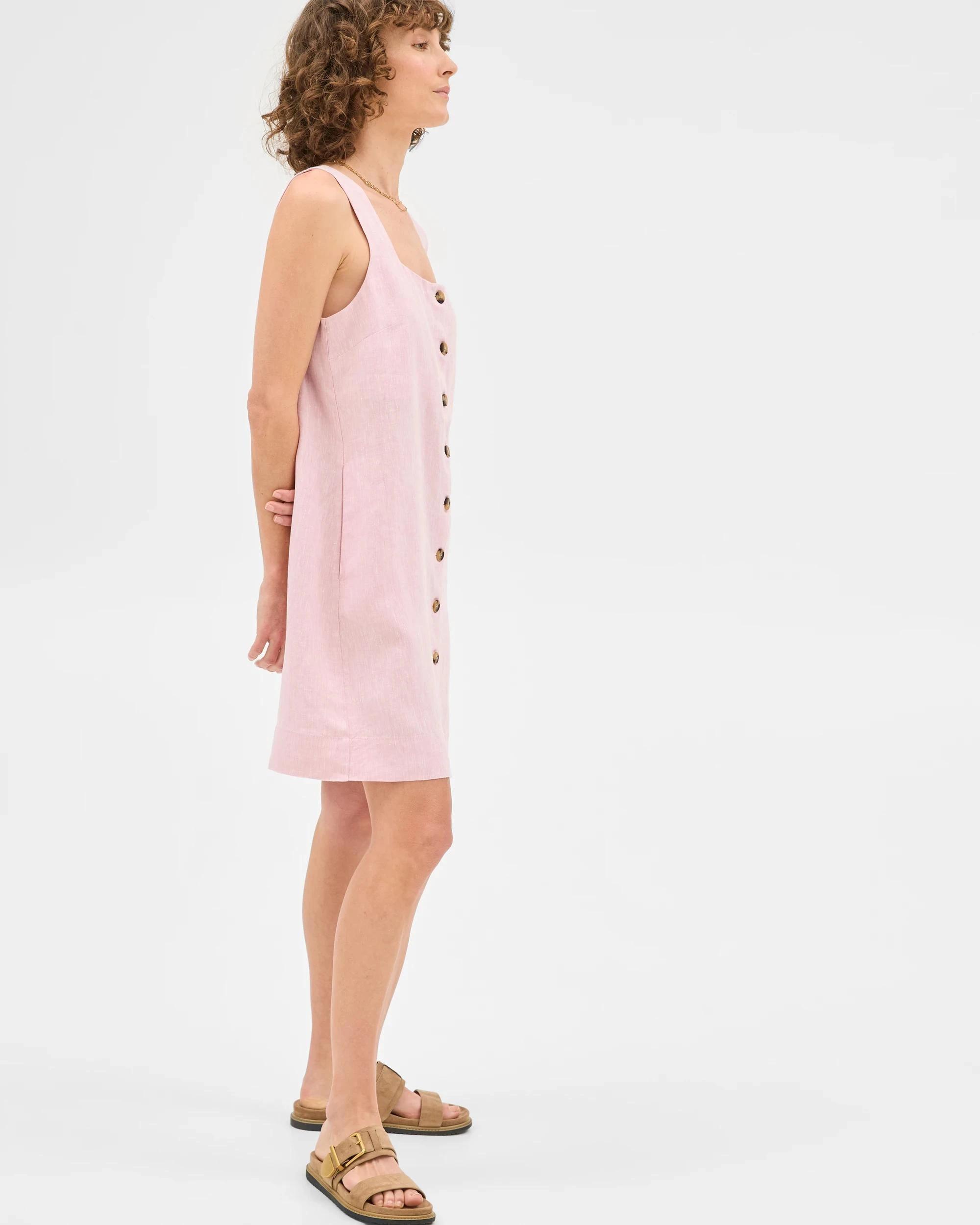 6 Target Woman European Linen Sleeveless A-Line Mini Dress PRETTY PINK X-DYE, 6 of 6