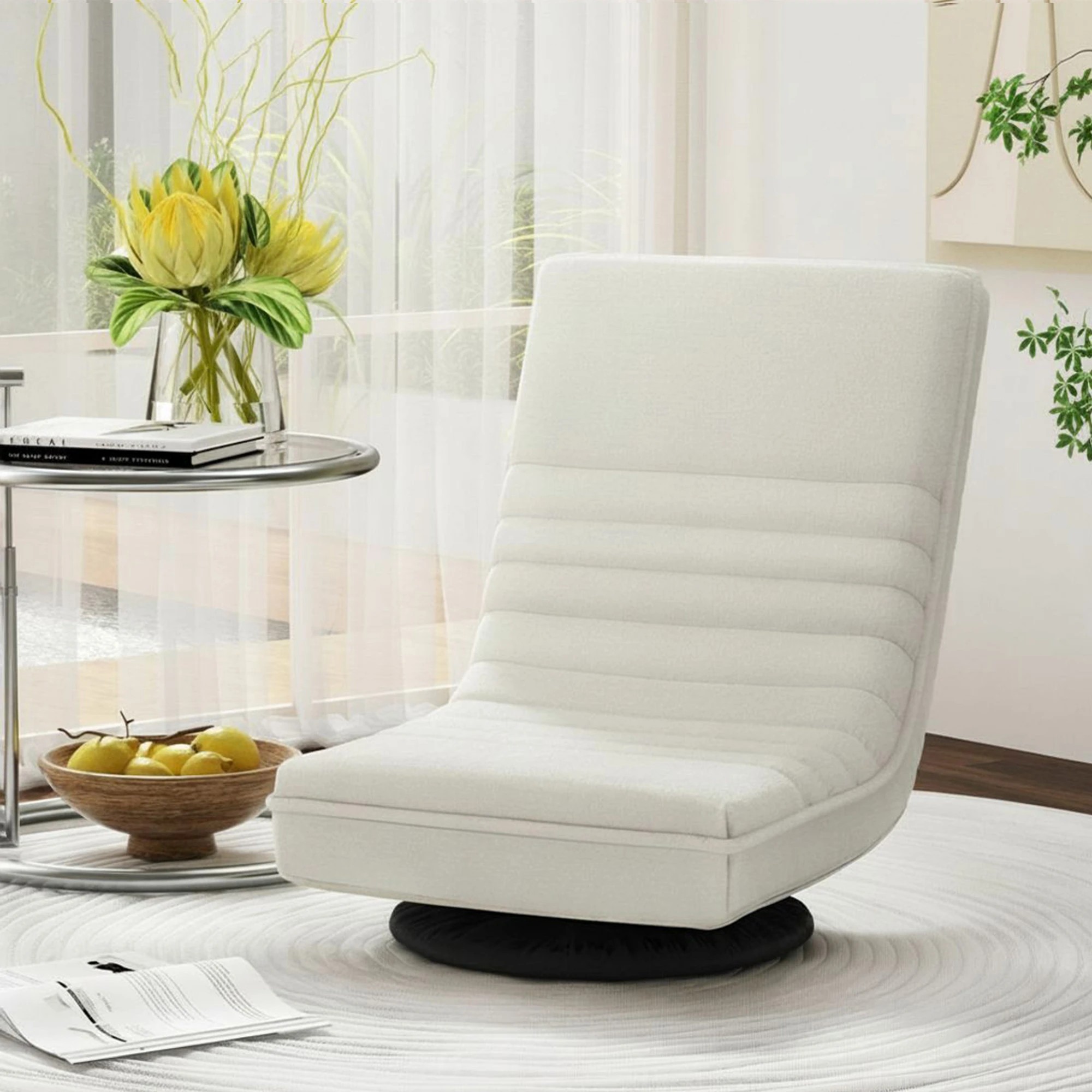 4 Artiss Floor Lounge & Round Coffee Table Side End Table with Charging Station Set - Multi, 4 of 9