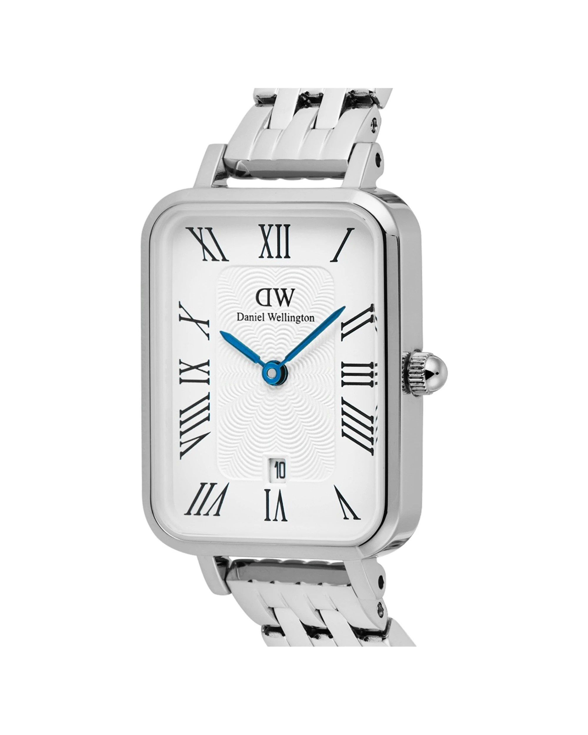 3 Daniel Wellington Quadro Roman Numerals Date 5-Link Silver Watch 20x26mm, 3 of 5