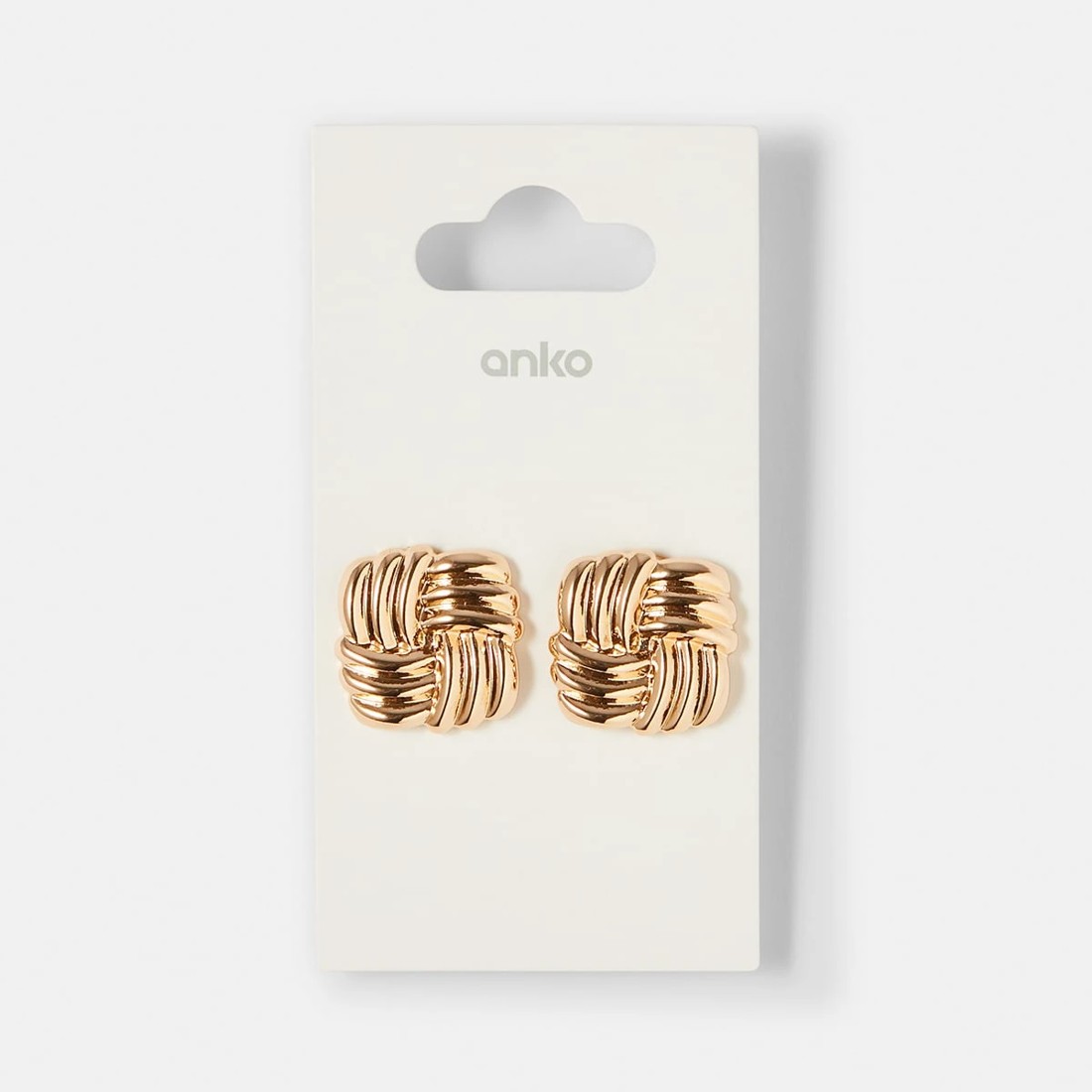 5 Weave Square Stud Earrings - Gold Tone, 5 of 5