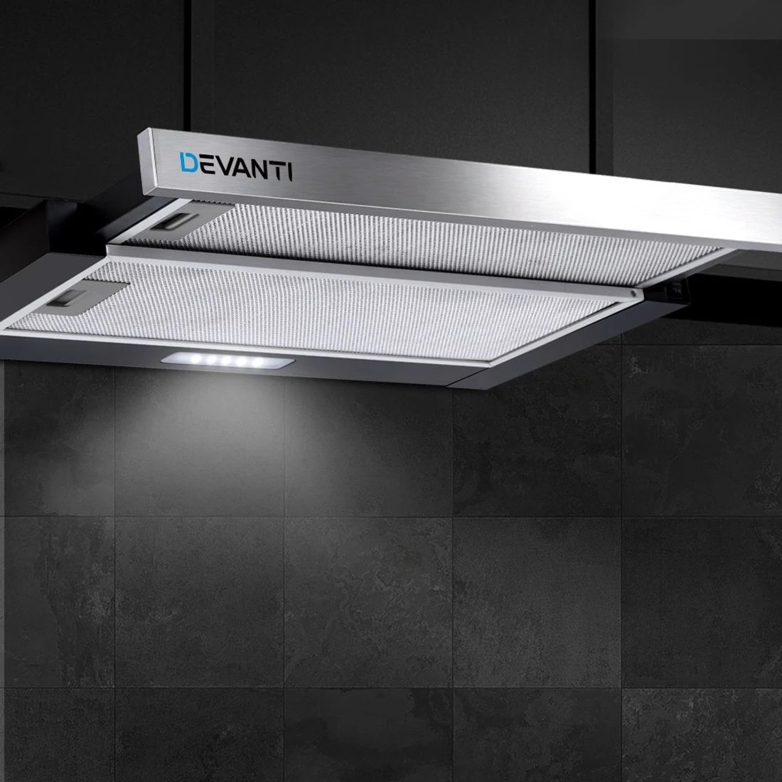 7 Devanti 600mm Range Hood 60cm Slide out Rangehood Stainless Steel - Black, 7 of 7