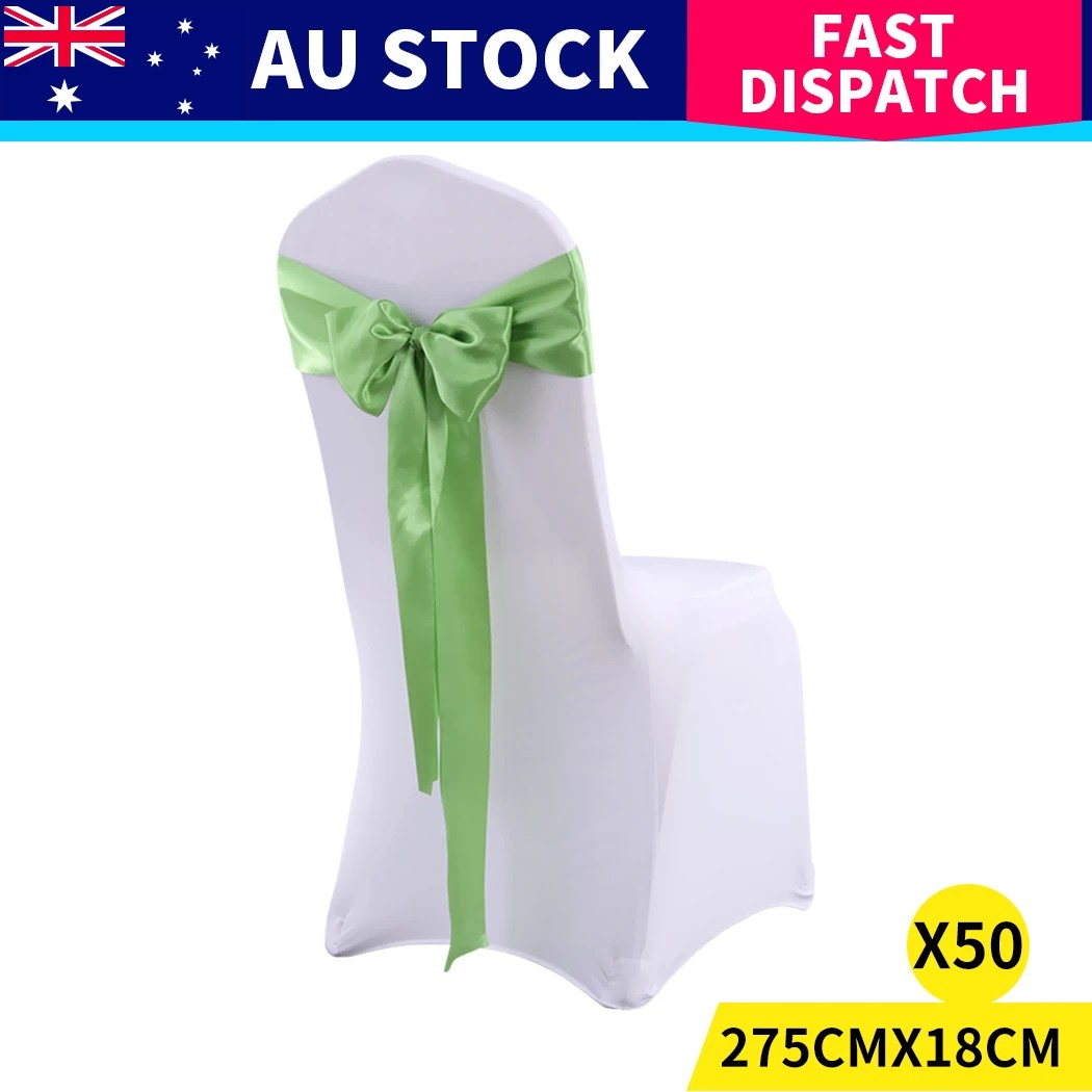 8 Traderight 50 Pcs Satin Chair Sashes In Grass Colour - Green, 8 of 8