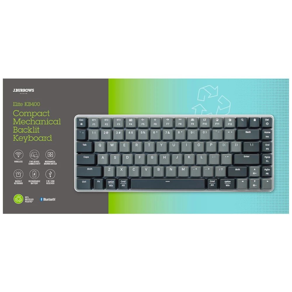 5 J.Burrows Elite KB400 Compact Mechanical Backlit Keyboard, 5 of 6