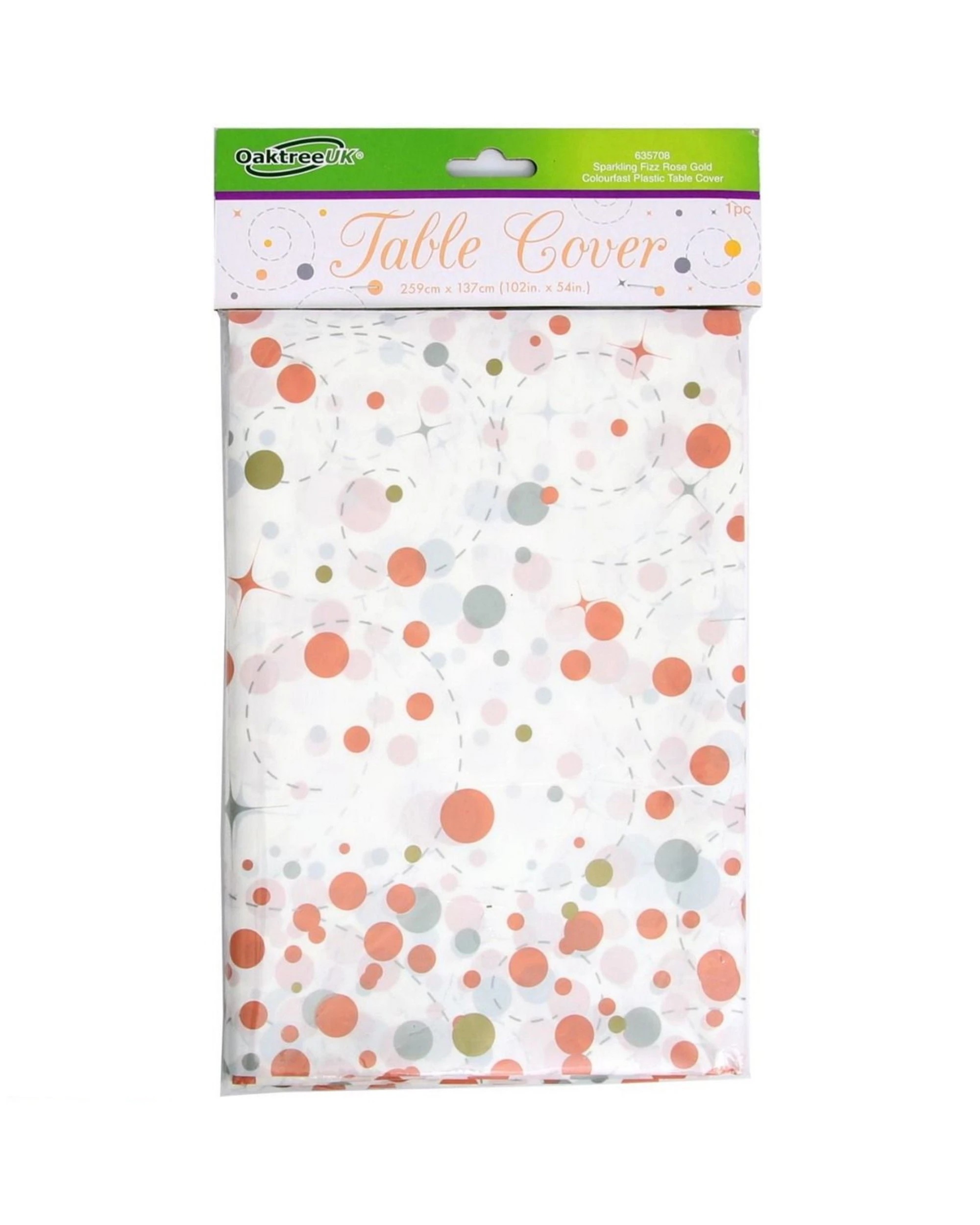 1 Alpen Sparkling Fizz Rose Gold Plastic Tablecloth, 1 of 1