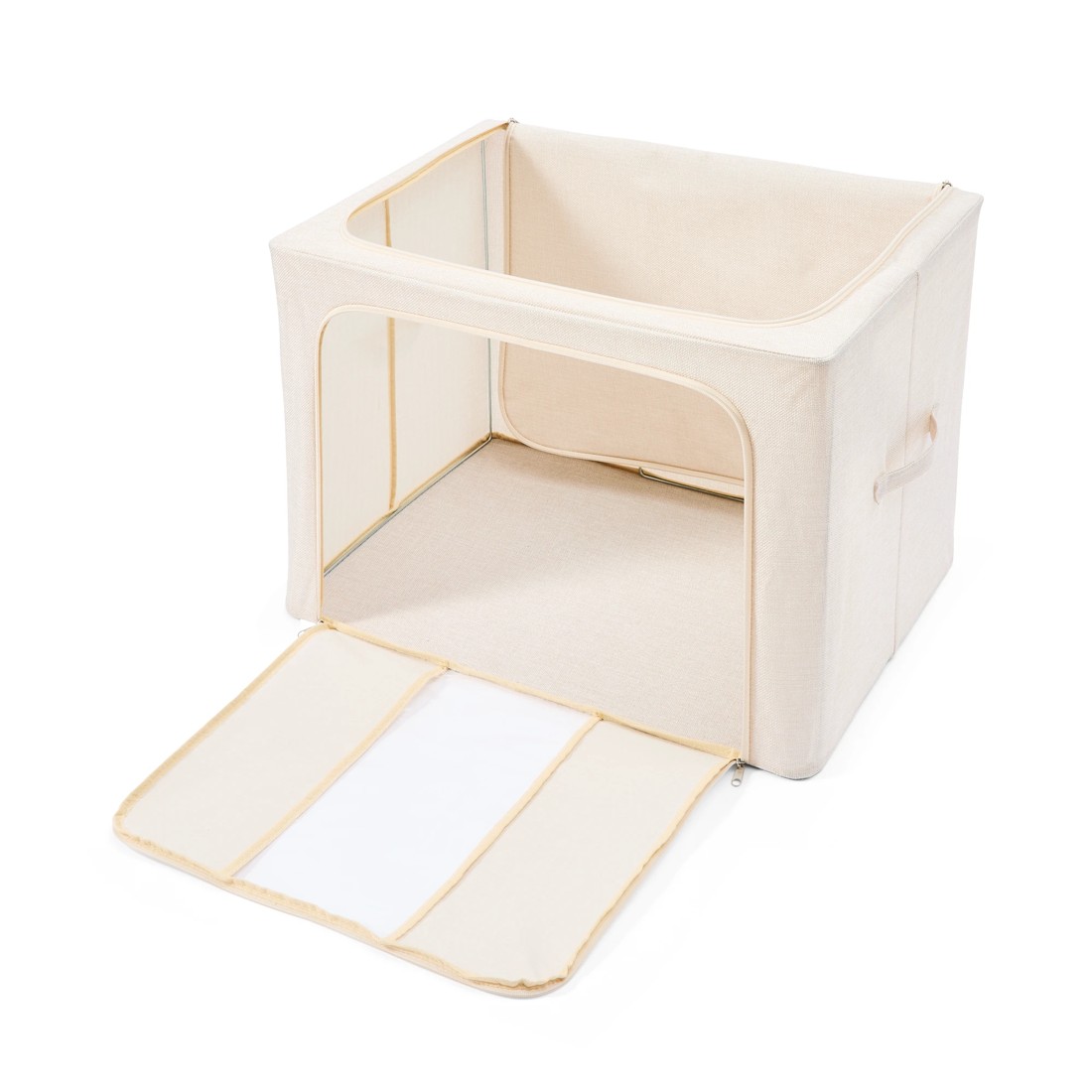 8 Linen Look Collapsible Box with Window - Extra Large, Beige, 8 of 10
