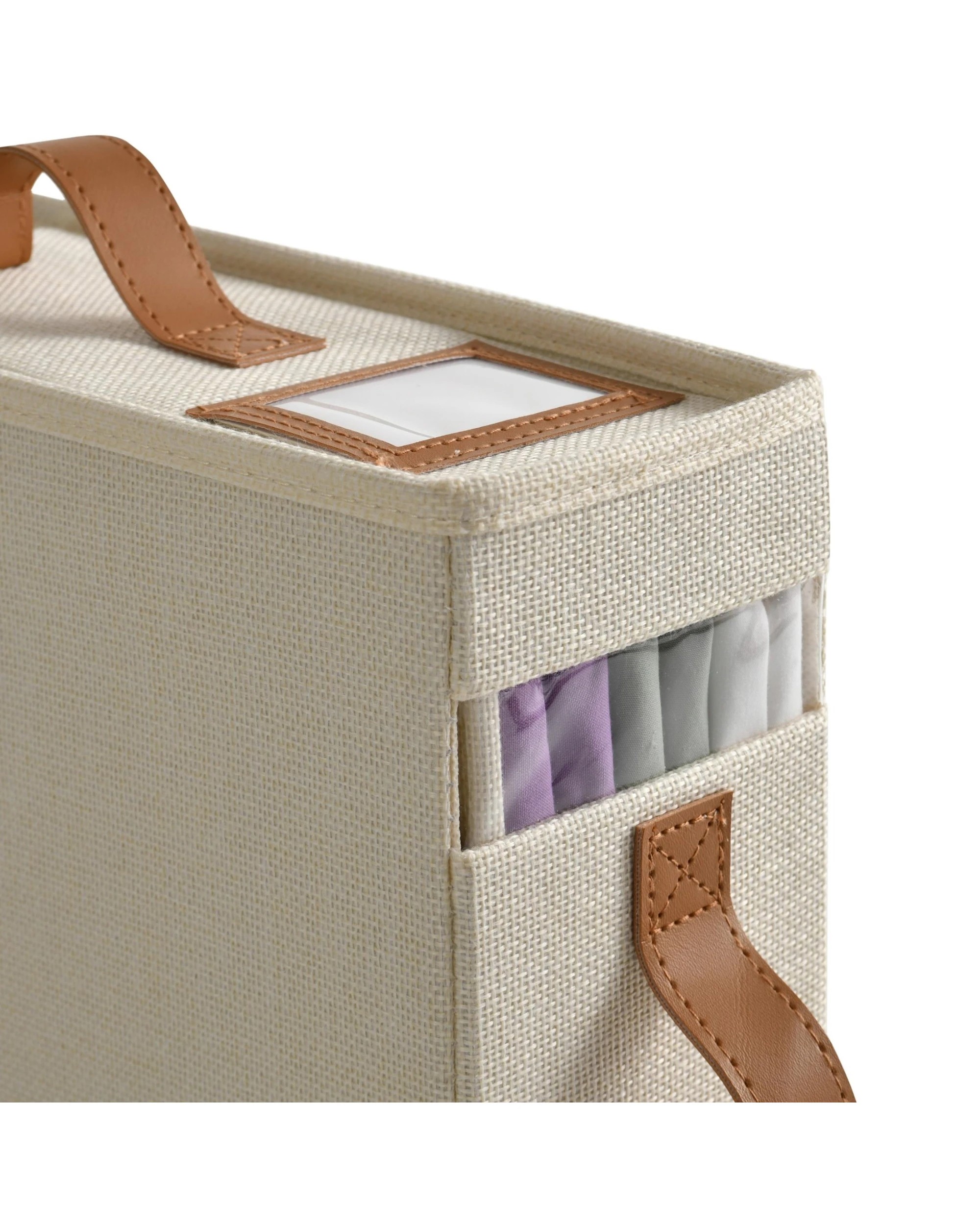 8 Takara Faux Linen Bed Linen Storage Organiser 4 Pack Small - Beige, 8 of 10
