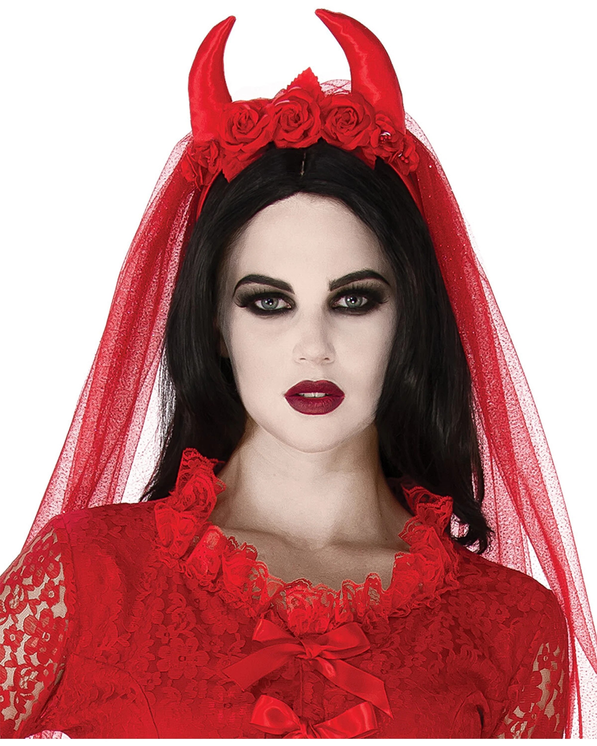 2 Rubies Villainous Veil Women Headpiece Adult Costume Accessory - Red, 2 of 3