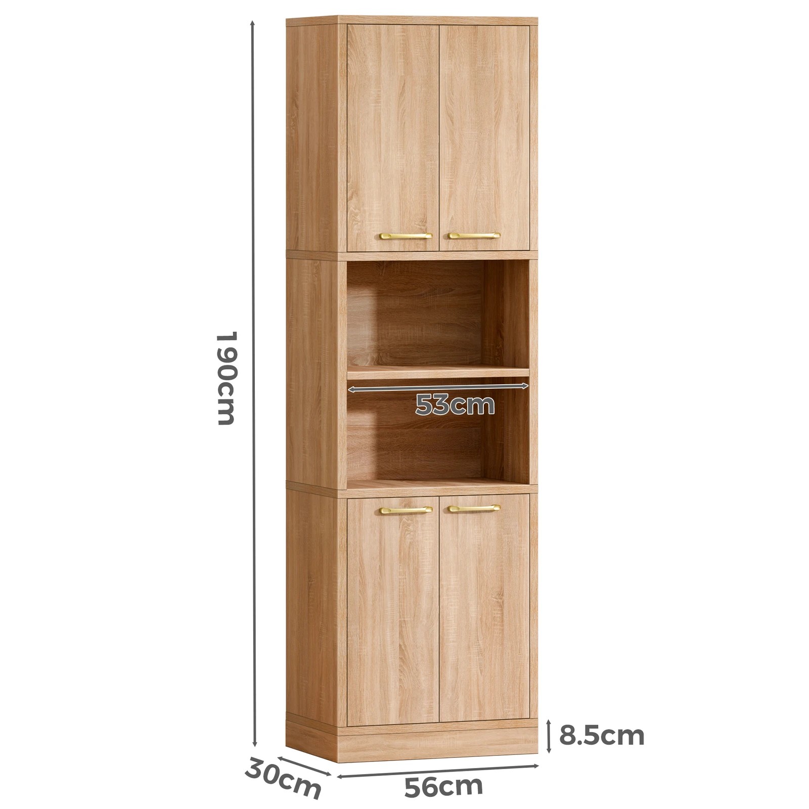 9 Alfordson Buffet Sideboard Cupboard Storage Cabinet Kitchen Pantry 190CM - Oak, 9 of 10