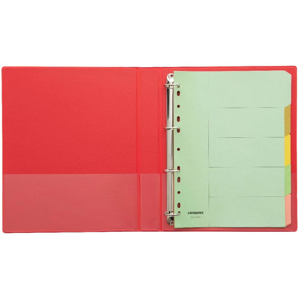 5 J.Burrows Insert Binder A4 4 D-Ring 25mm Red, 5 of 6