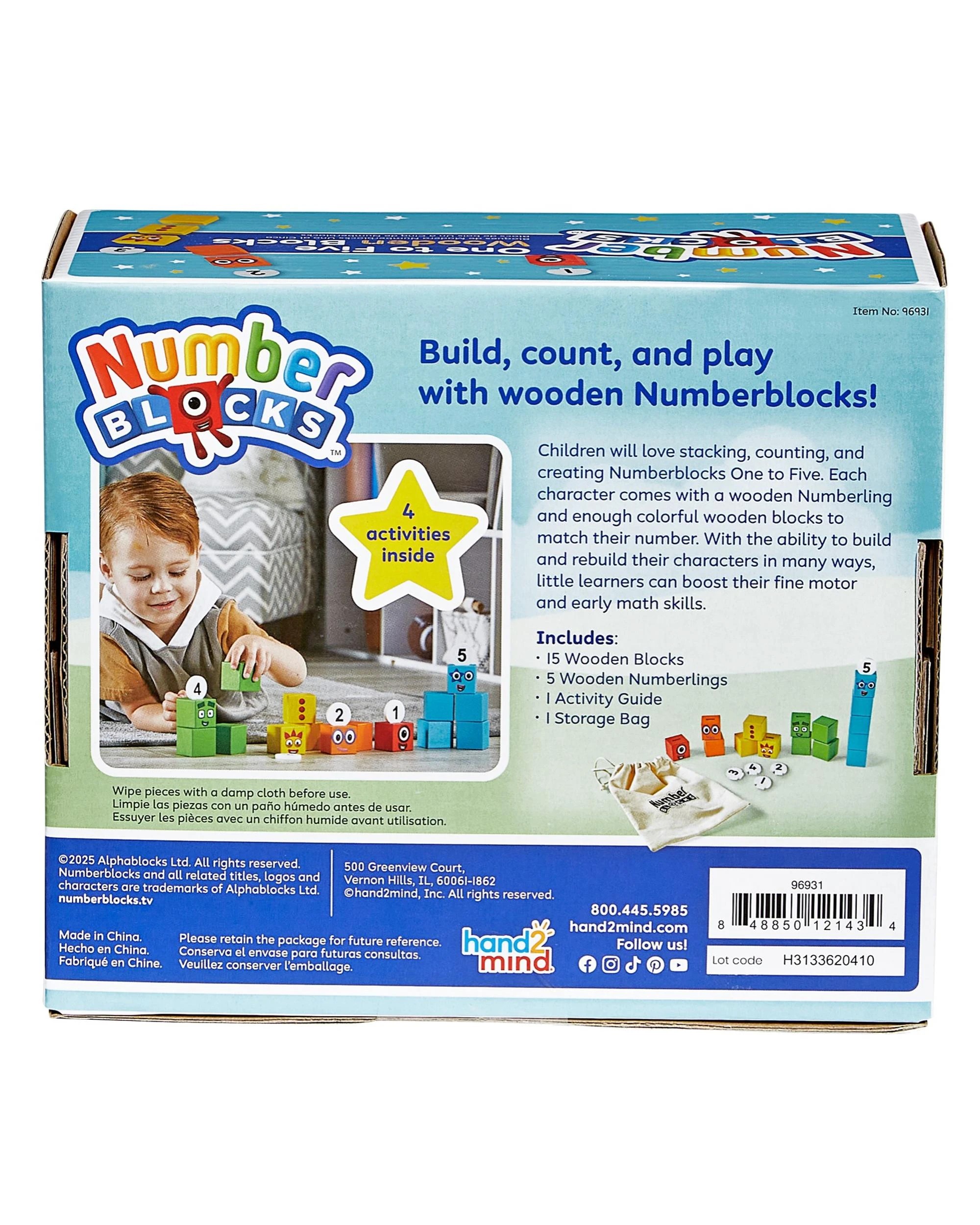 6 Numberblocks One to Five Wooden Blocks Set, 6 of 6