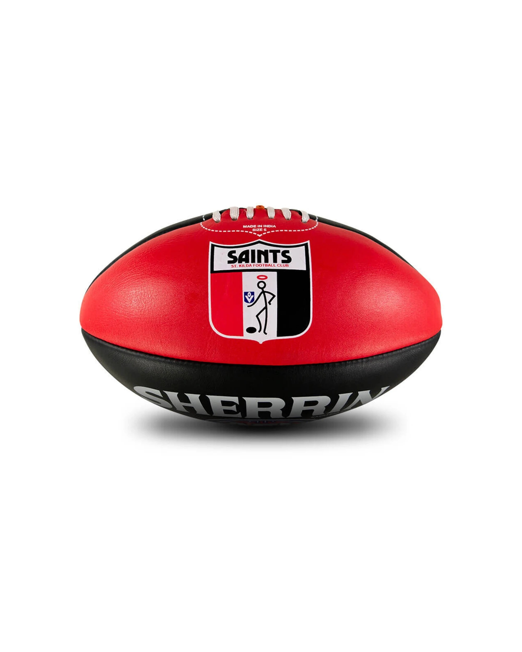1 Sherrin AFL Team Leather Football St Kilda Saints Size 5 Full Grain Leather - Multi, 1 of 4