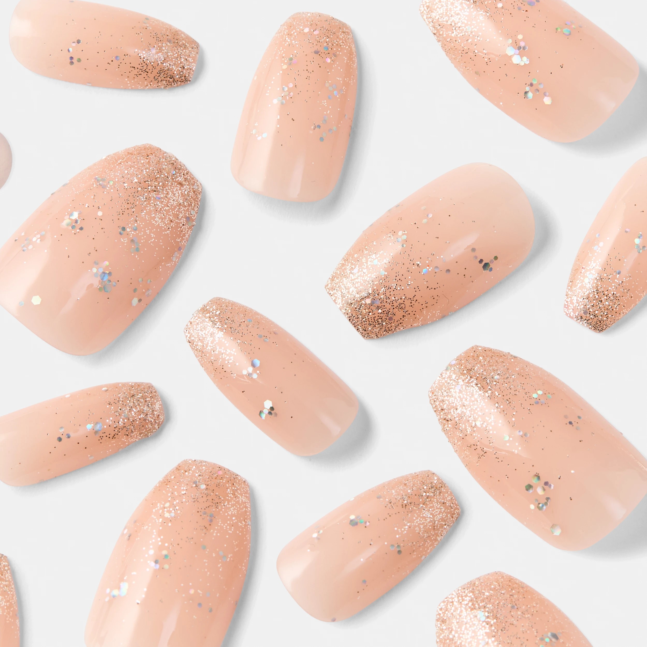 4 OXX Cosmetics 24 Pack Artificial Nails with Adhesive - Coffin Shape, Nude Gold Tone, 4 of 5