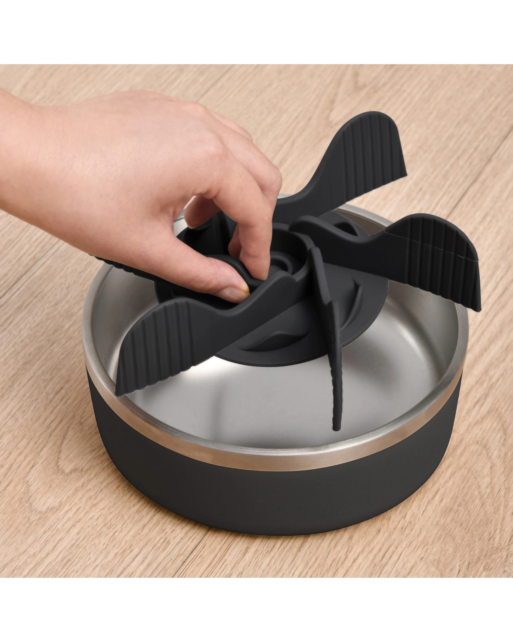 6 Charlie's Duro Double Wall Insulated Stainless Steel Dog Bowl with Removable Slow Feeder Attachment Large 1.89L - Black, 6 of 7