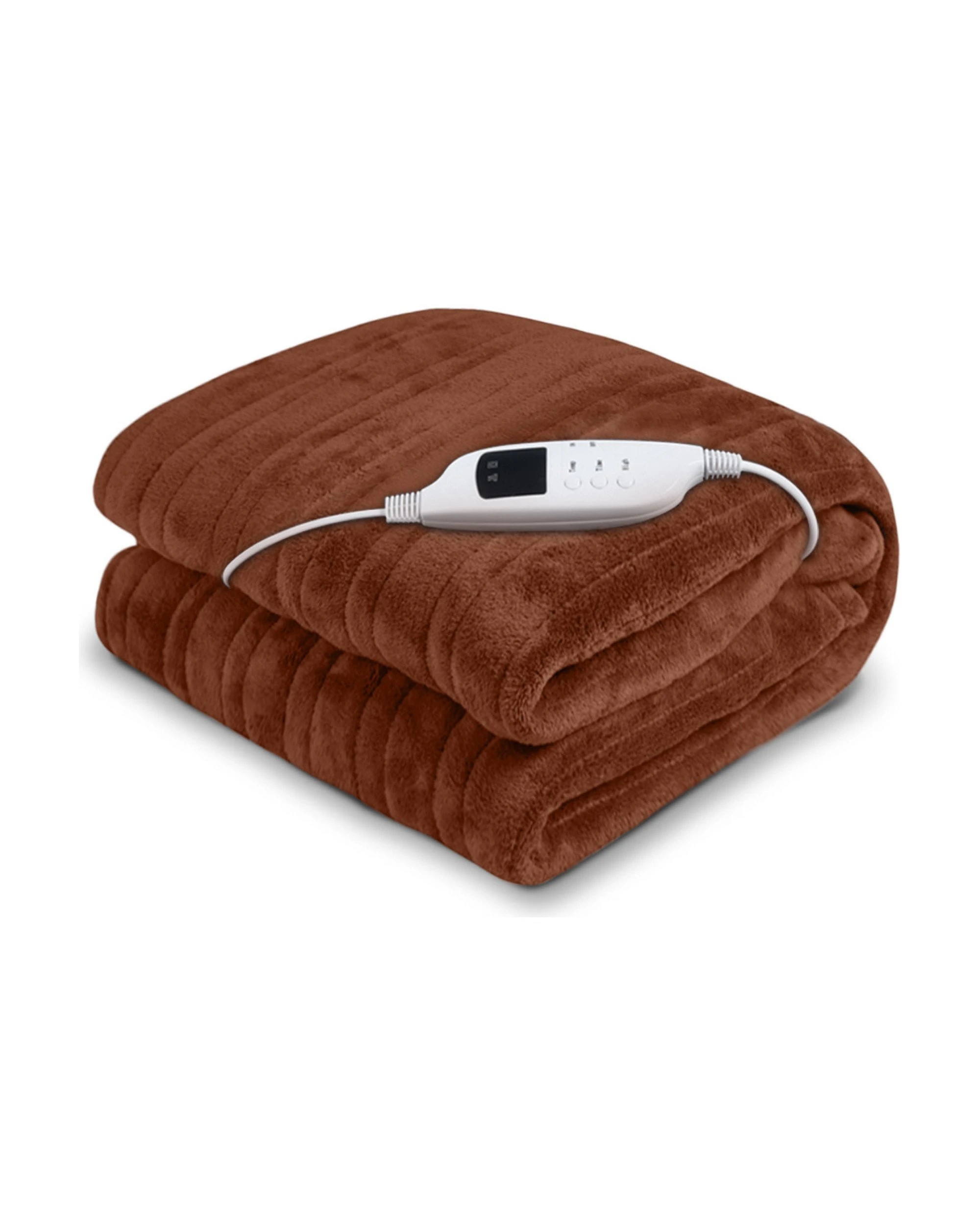 1 Laura Hill Electric Heated Blanket Throw Soft Coral Fleece 9 Heat Settings Machine Washable - Brown, 1 of 8