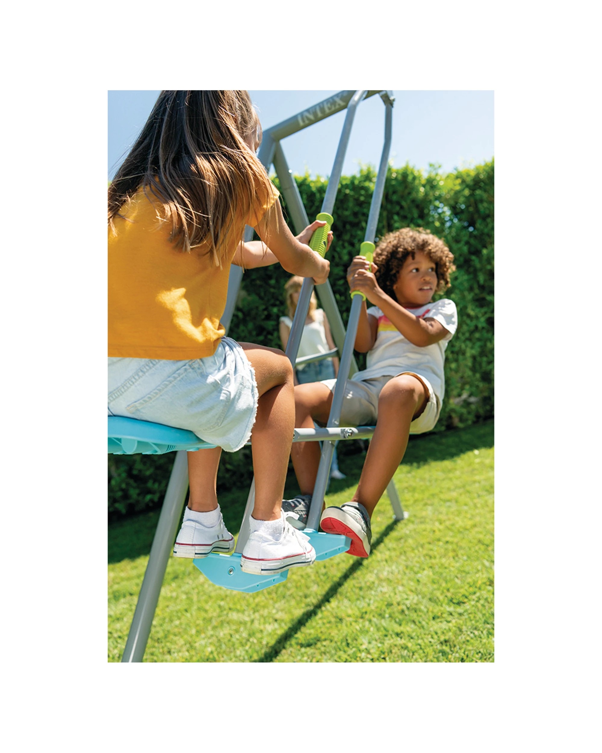 6 Intex Four Feature Steel Swing Set With Glider And Trapeze For Kids 3 Years Plus - Grey, 6 of 7