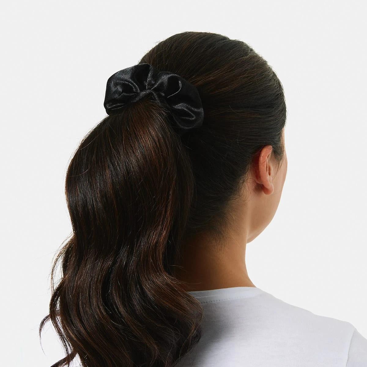 4 3 Pack Textured Hair Scrunchies - Black Black, 4 of 5