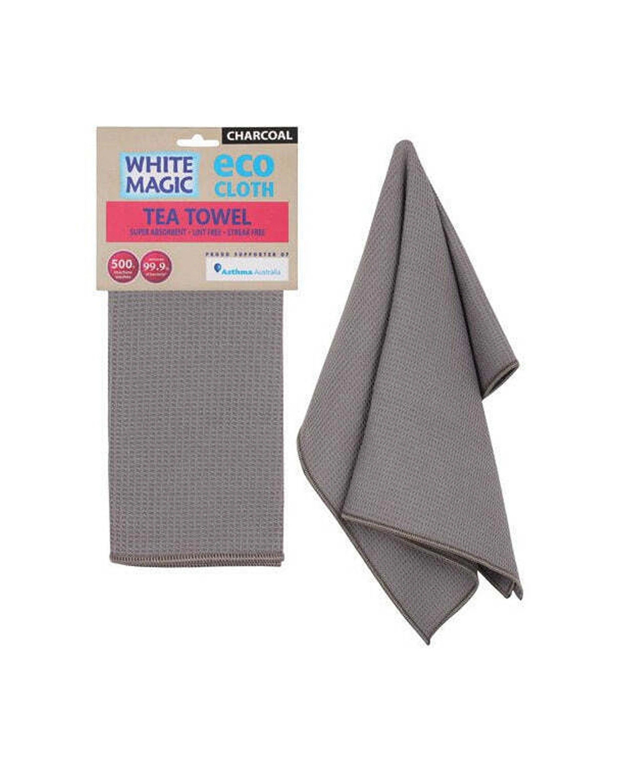 1 WHITE MAGIC 70cm Single Tea Towel Kitchen Dishcloth Super Absorbent - Grey, 1 of 1