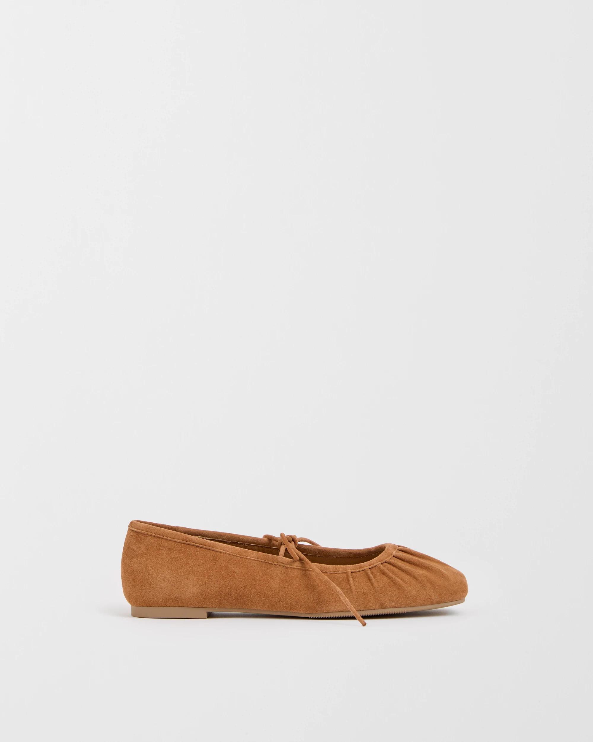 1 Target Woman Genuine Suede Leather Gathered Ballet Flat - Lily TAN SUEDE, 1 of 5