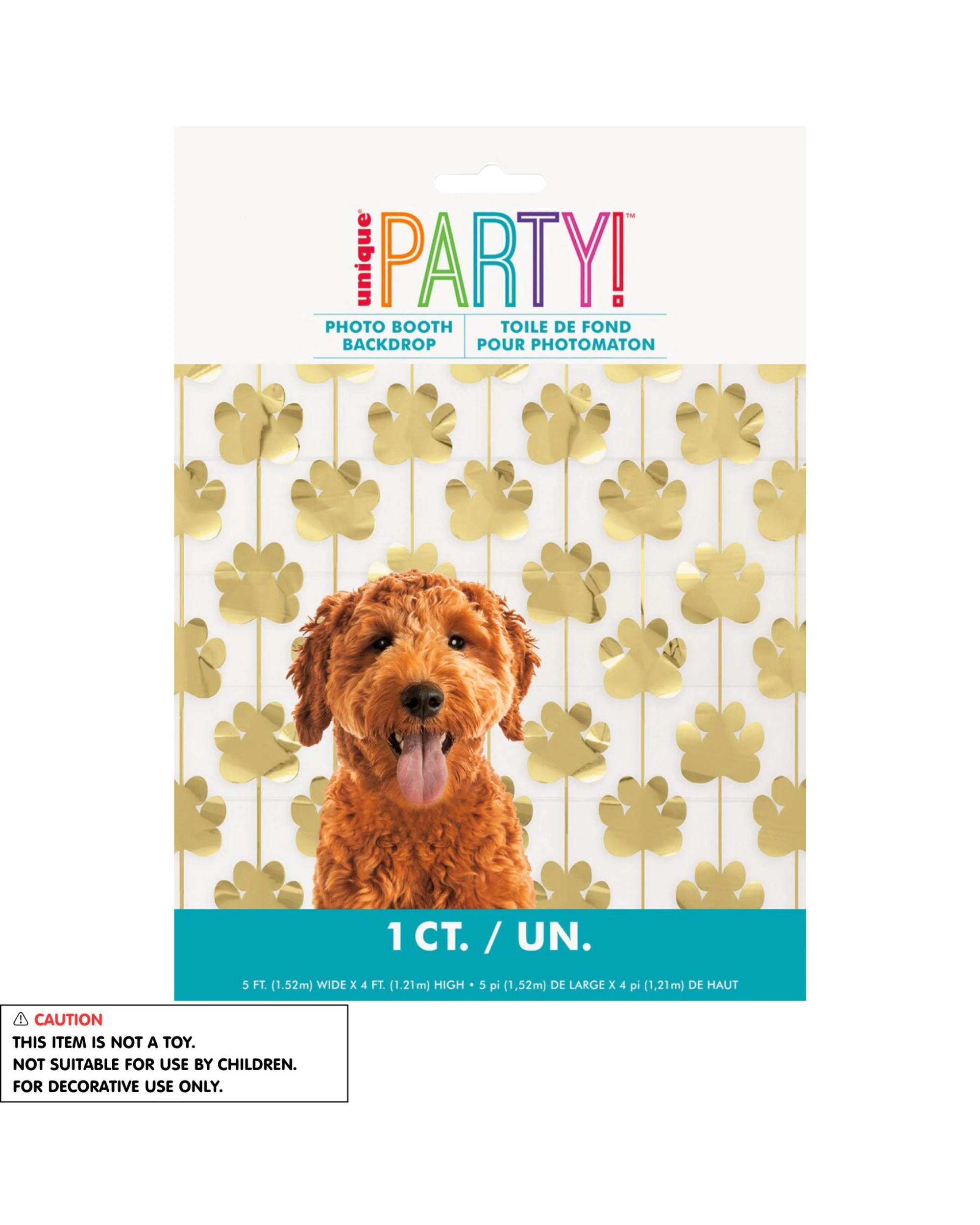 2 Unique Metallic Gold Paw Print Foil Backdrop Curtain 152cm x 121cm - Gold, 2 of 2