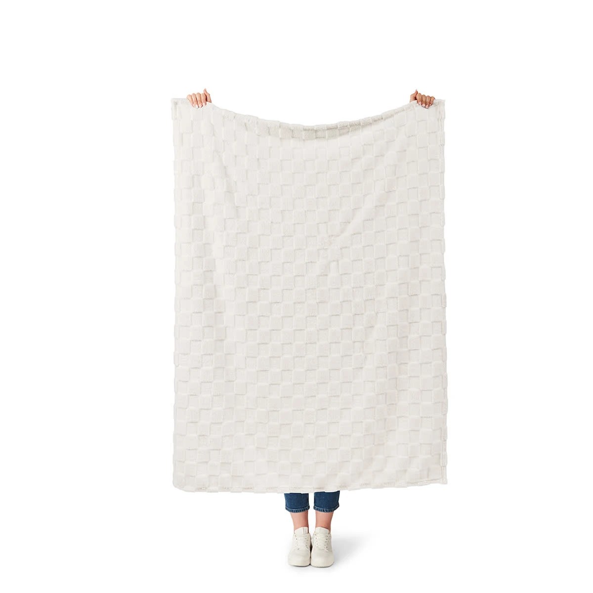 2 Soft Check Throw - Off White, 2 of 6
