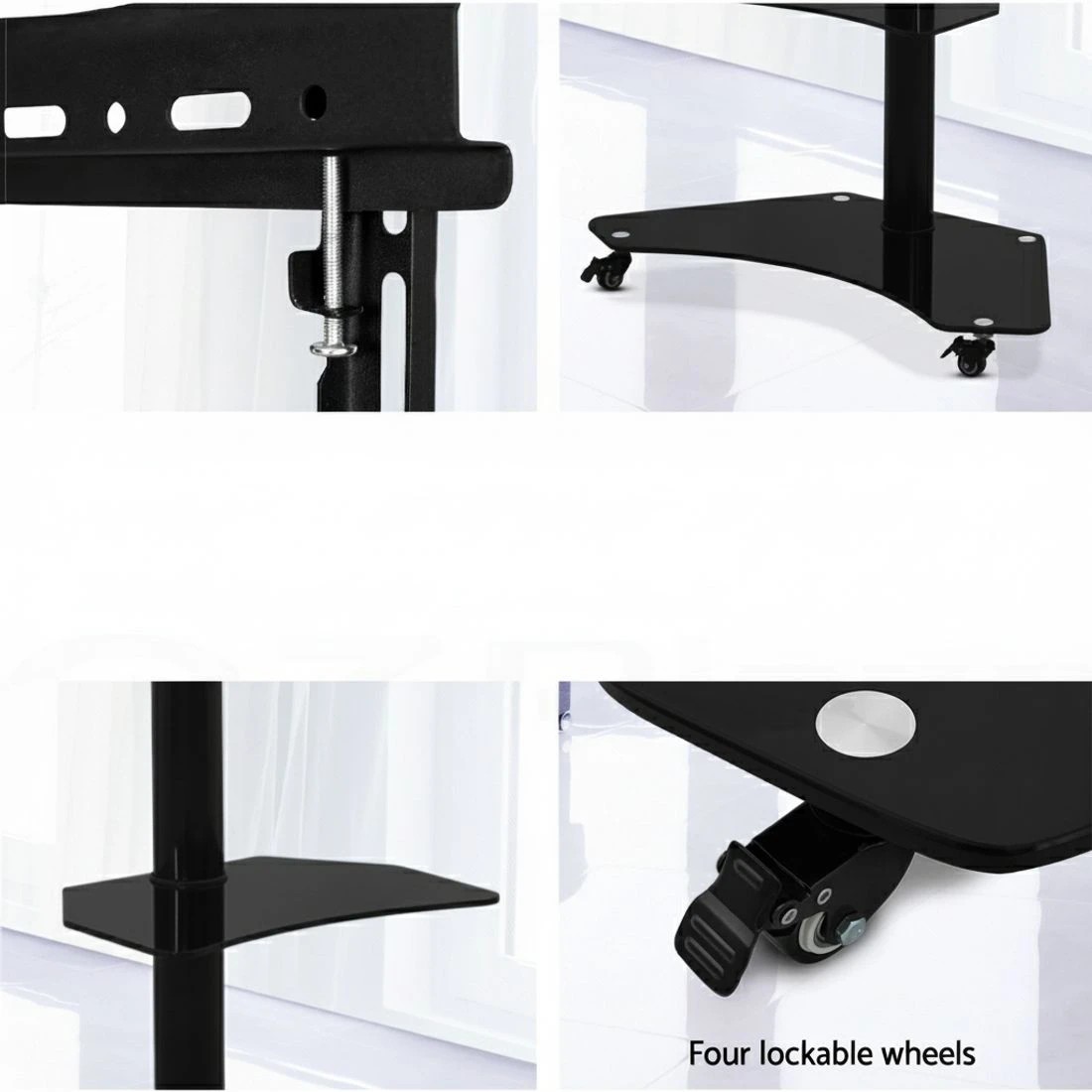 7 Artiss Mobile TV Stand for 32"-70" TVs Mount Bracket Portable Solid Trolley Cart - Black, 7 of 8