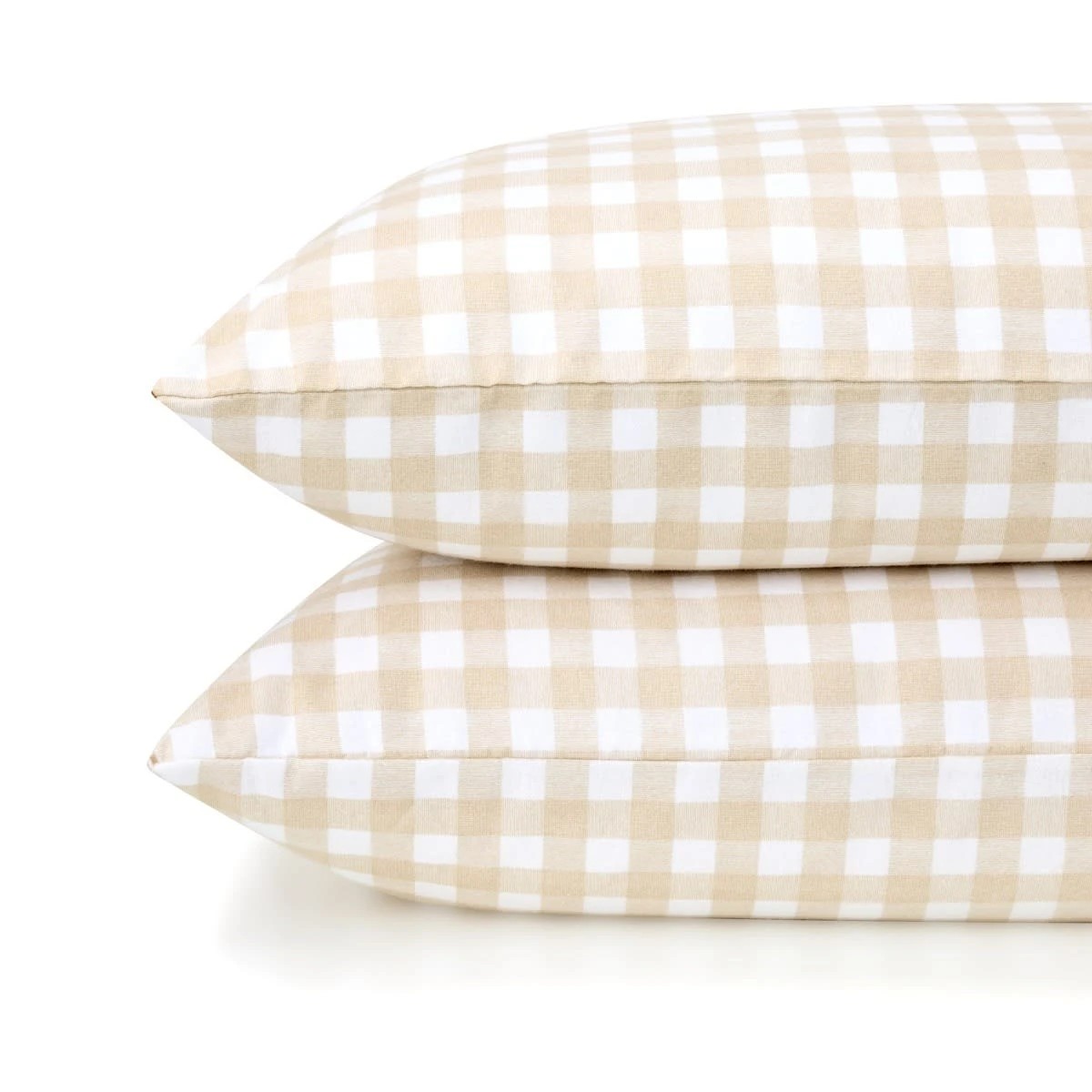 2 Gingham Cotton Flannelette Sheet Set - Queen Bed, Tan, 2 of 8