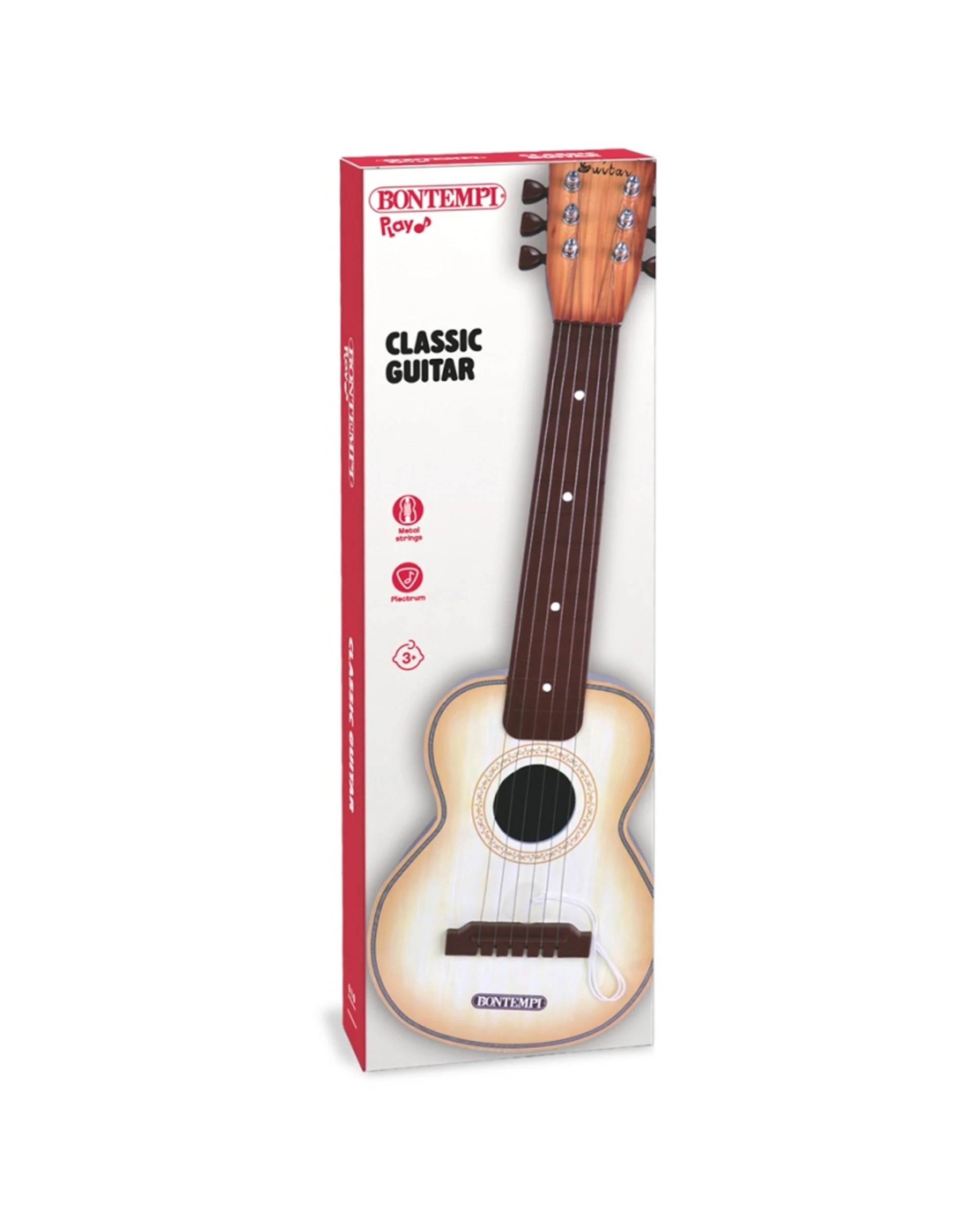 3 Bontempi Plastic Guitar With Wood Finish 6 Metal Strings Music 55cm - Multi, 3 of 3