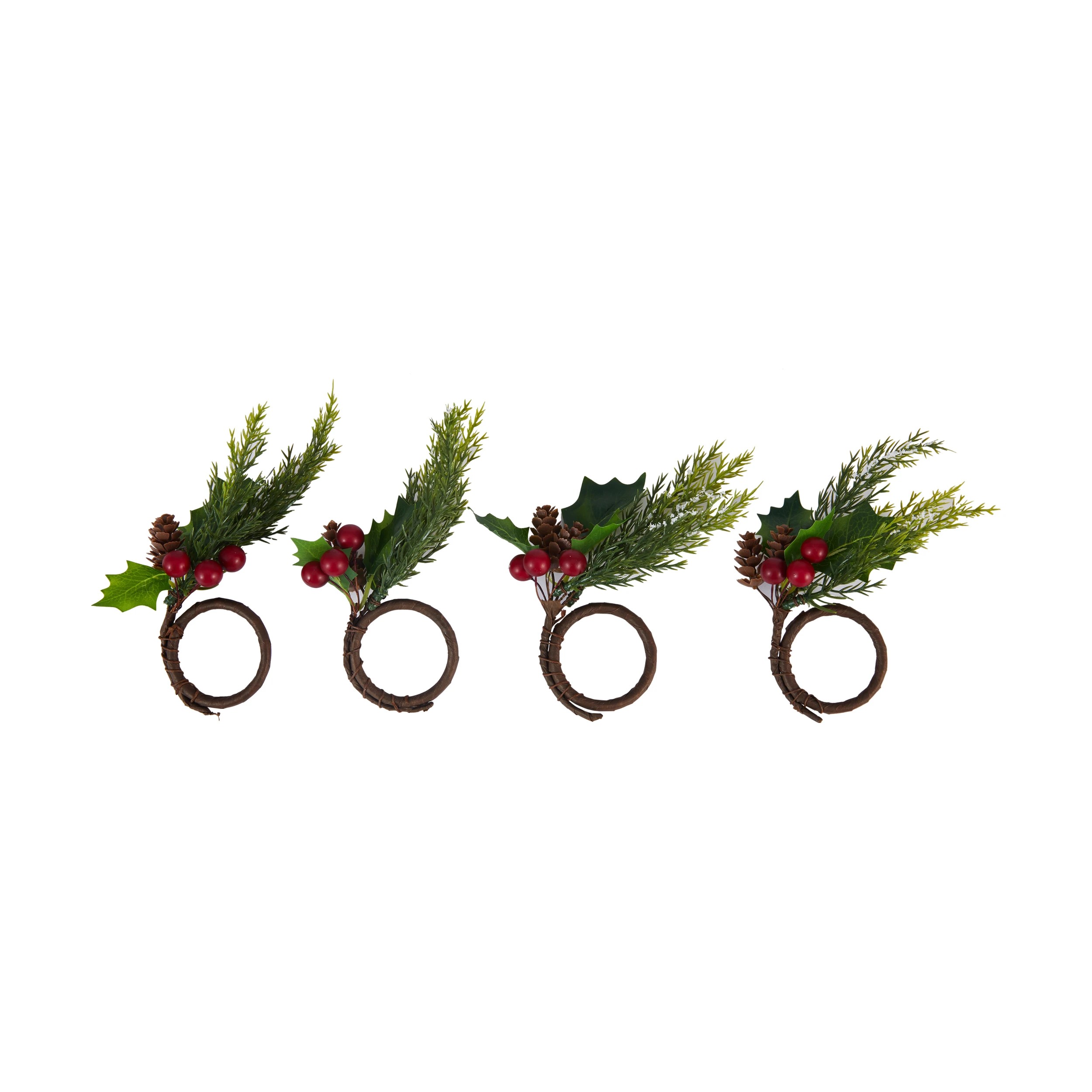 1 4 Pack Green Foliage Napkin Rings, 1 of 4