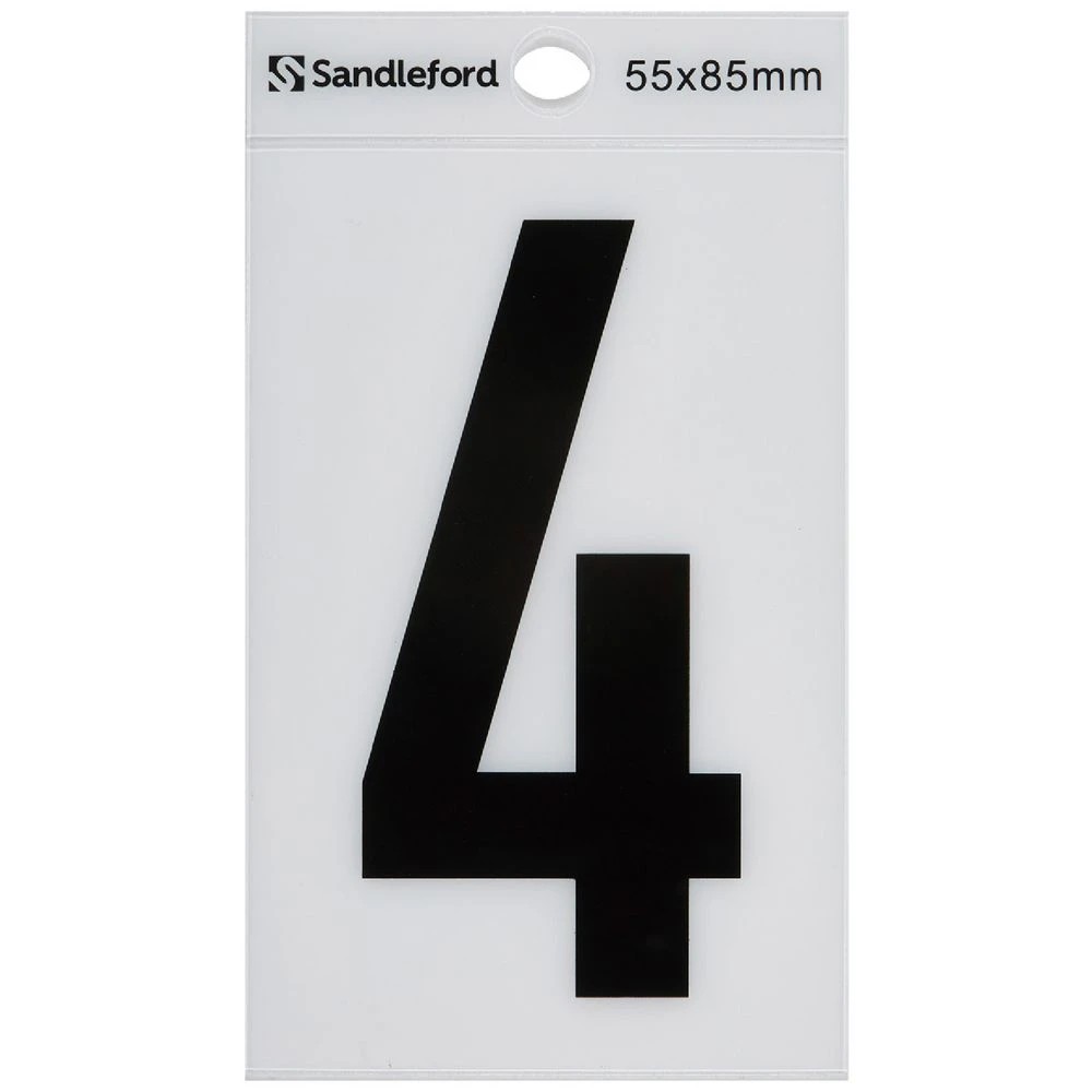 1 Sandleford 4 Self-adhesive Numeral White 85mm, 1 of 1