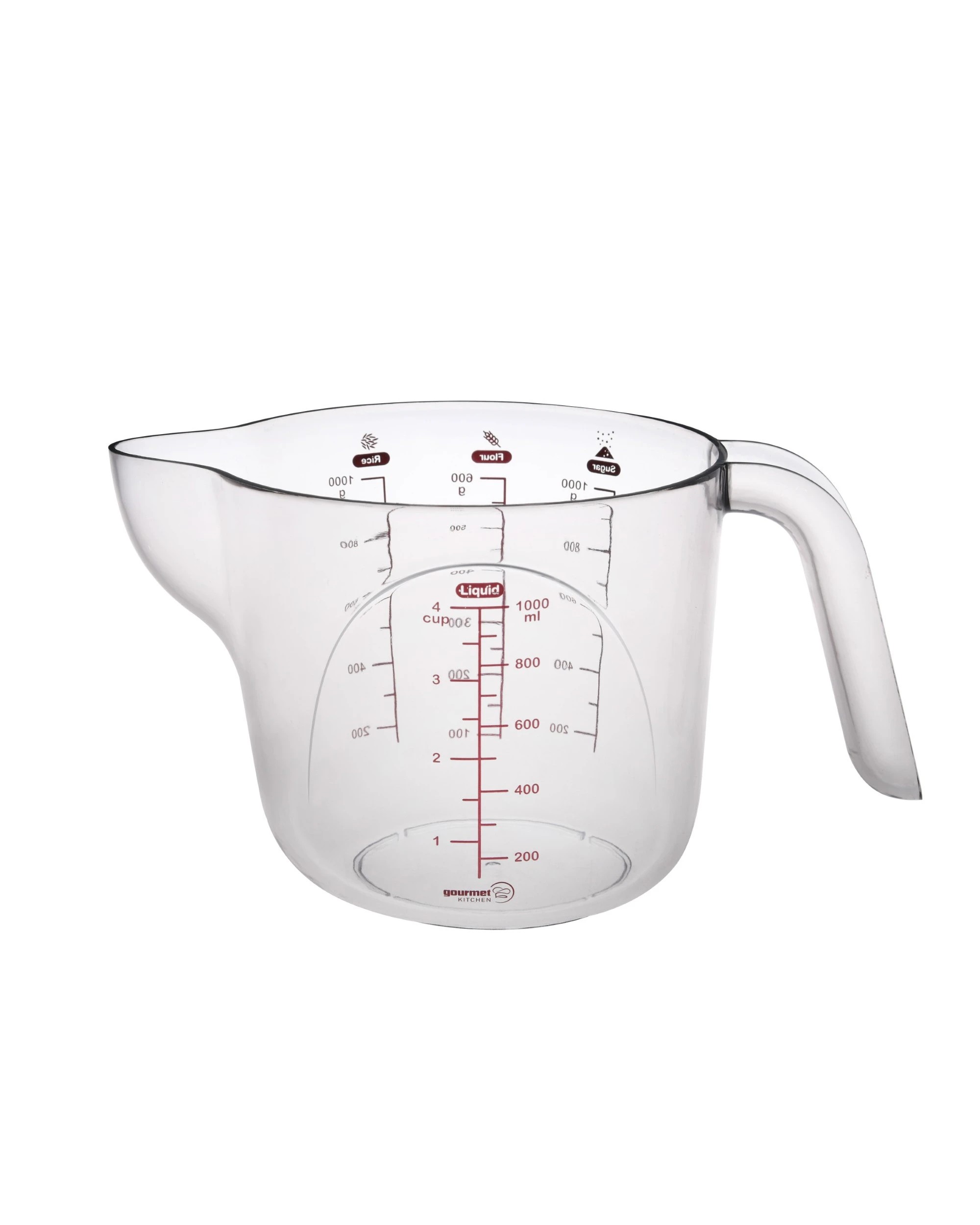 1 Gourmet Kitchen Modern Weight Conversion Measuring Cup AS 1000ml/4cups - Grey, 1 of 8