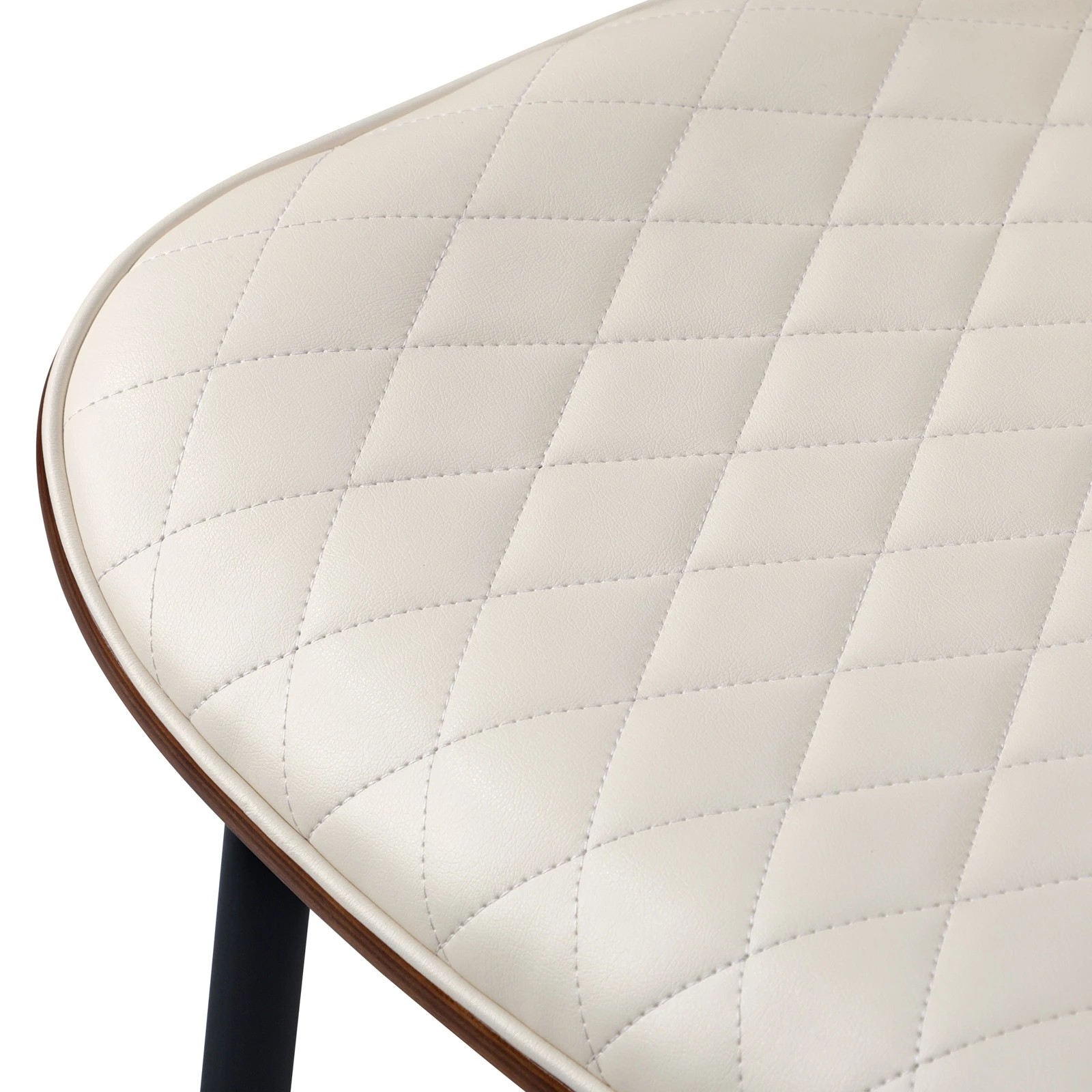 5 Oikiture 2x Dining Chairs Retro Faux Leather Solid Beech Wood Metal Legs
 - White, 5 of 10