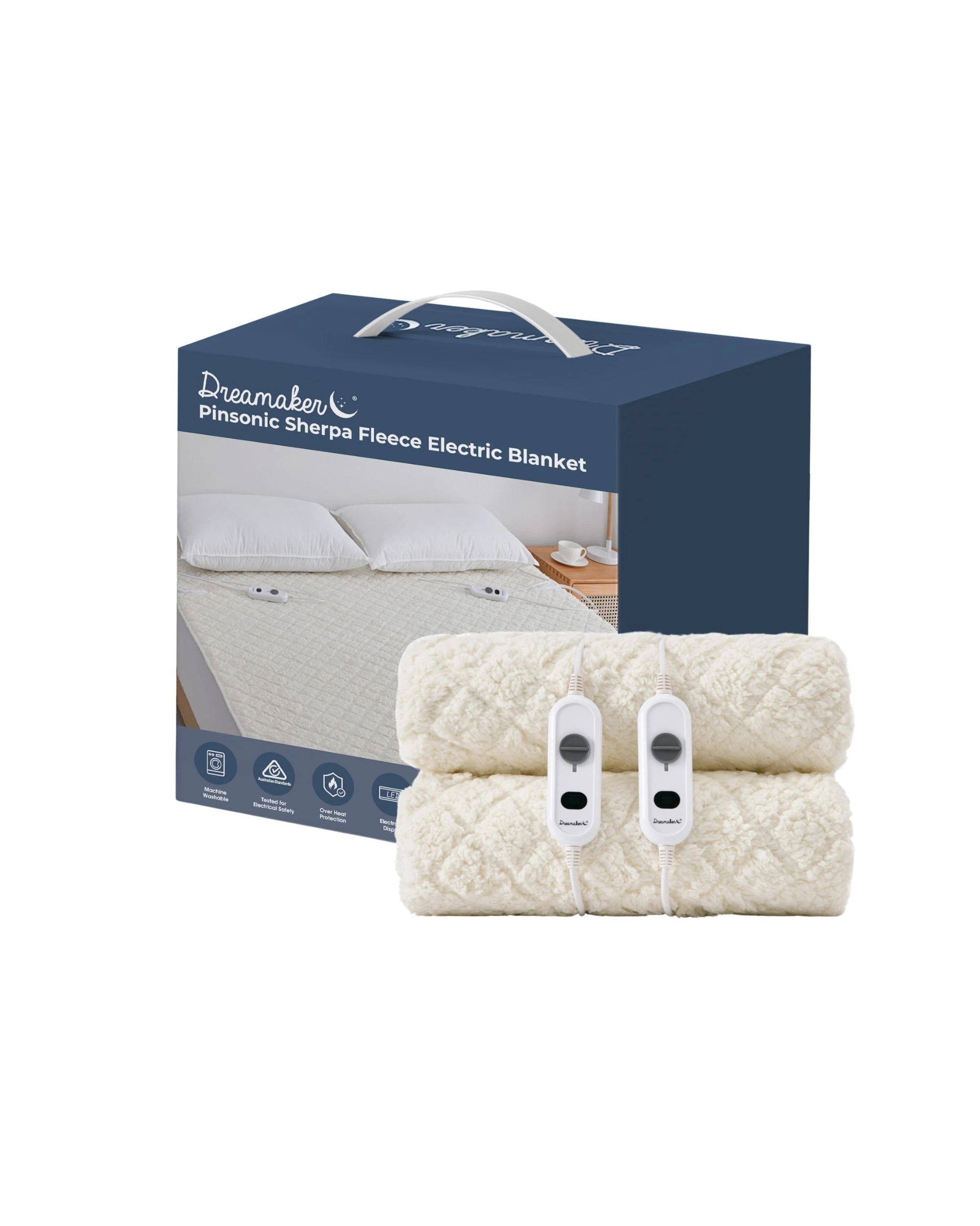8 Dreamaker Pinsonic Sherpa Fleece Electric Blanket - Queen Bed - White, 8 of 8