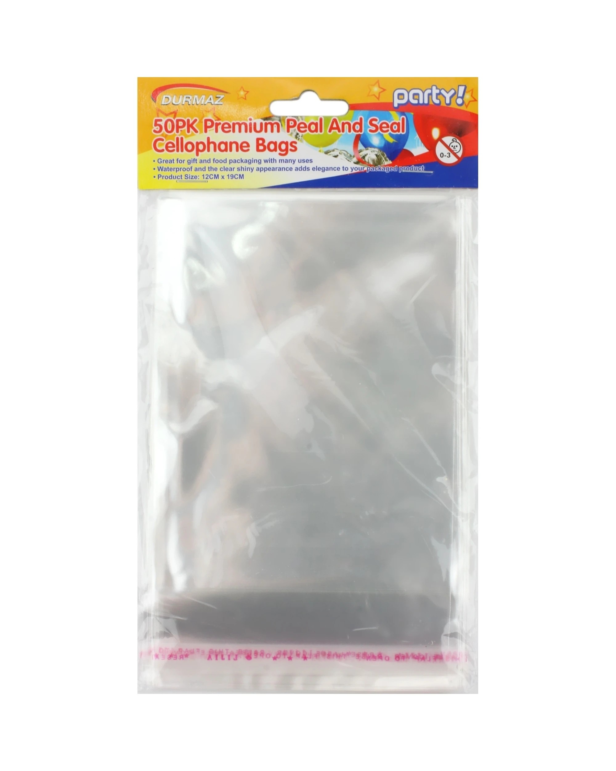 1 Durmaz Clear Peel and Seal Cello Bags 12cm x 19cm Pack of 50, 1 of 2