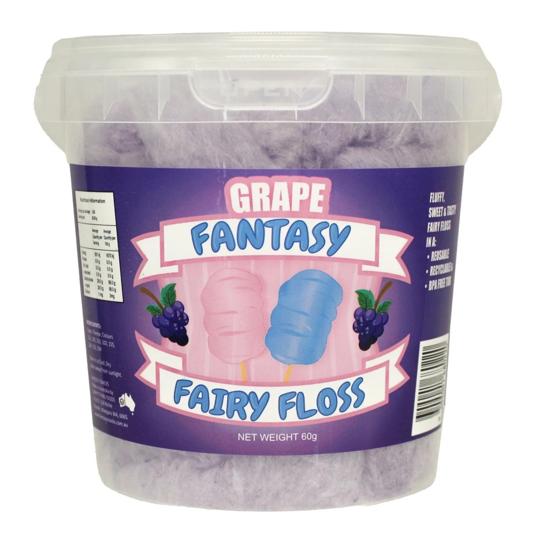 1 Fantasy Fairy Floss Grape Tub 60g, 1 of 2