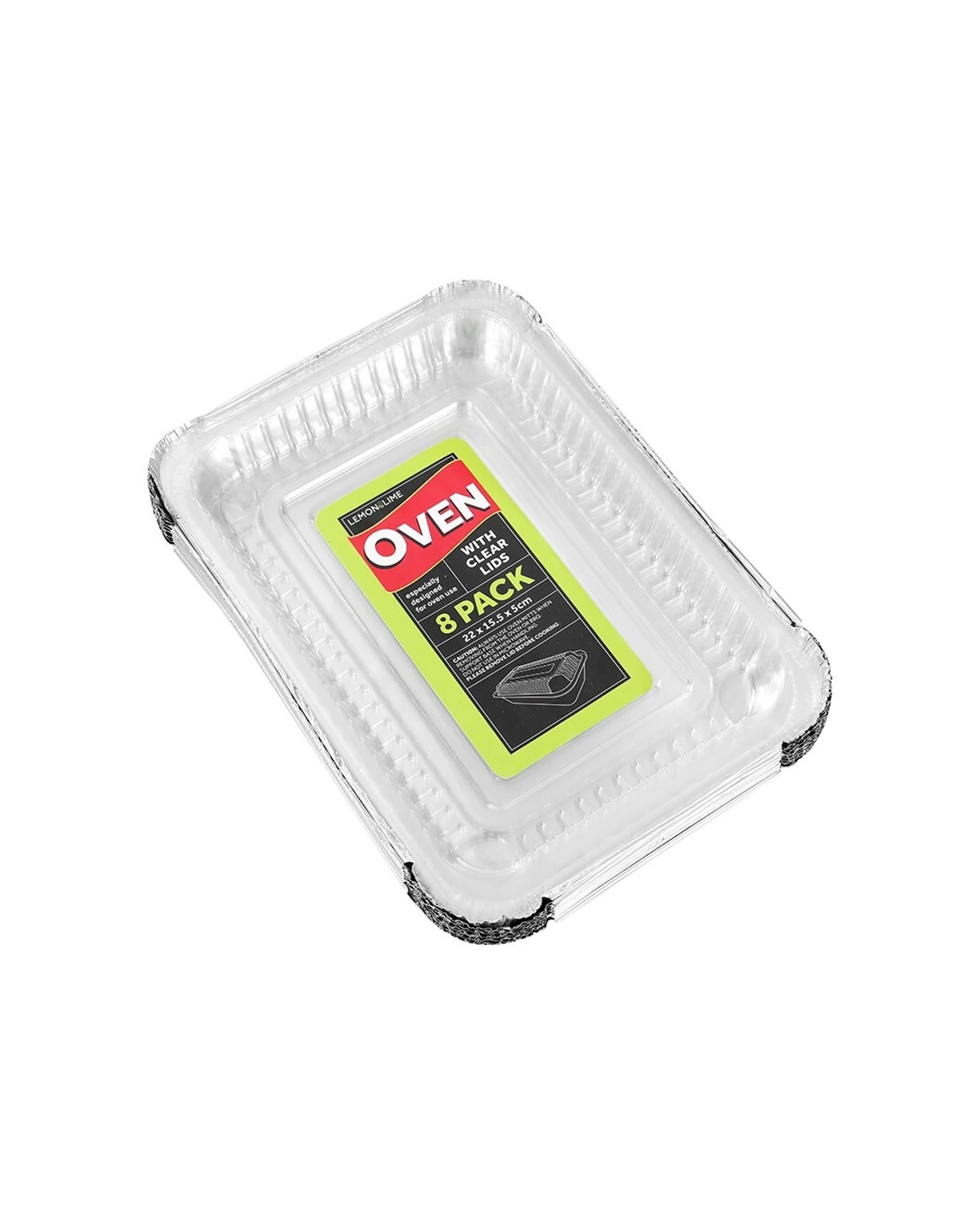 4 Lemon & Lime 6x 8pk Baking Foil Tray Rectangle With Plastic Lid - Multi, 4 of 6