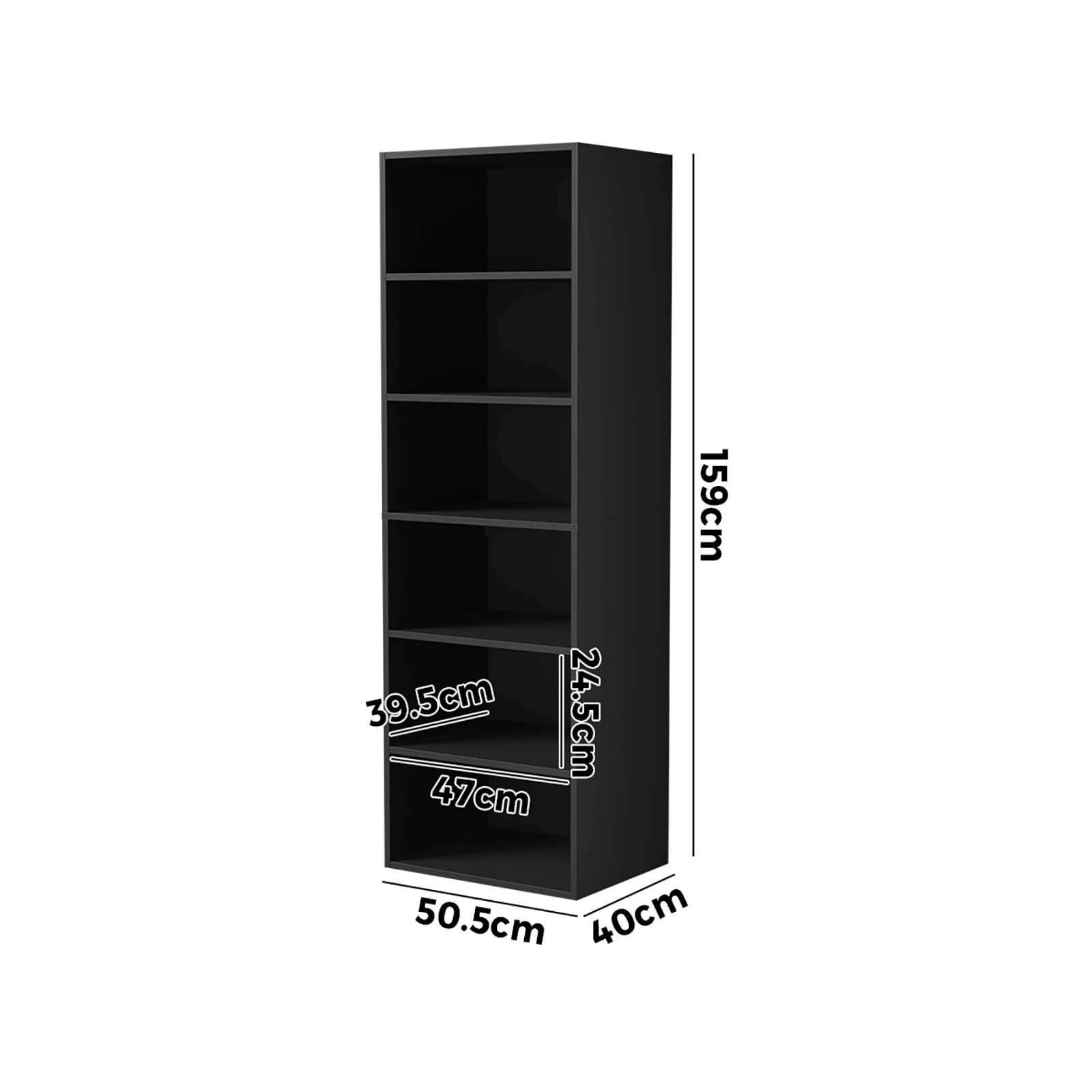9 Oikiture Wardrobe Shelf Unit Clothes Storage Cabinet 6 Shelves Organiser
 - Black, 9 of 10