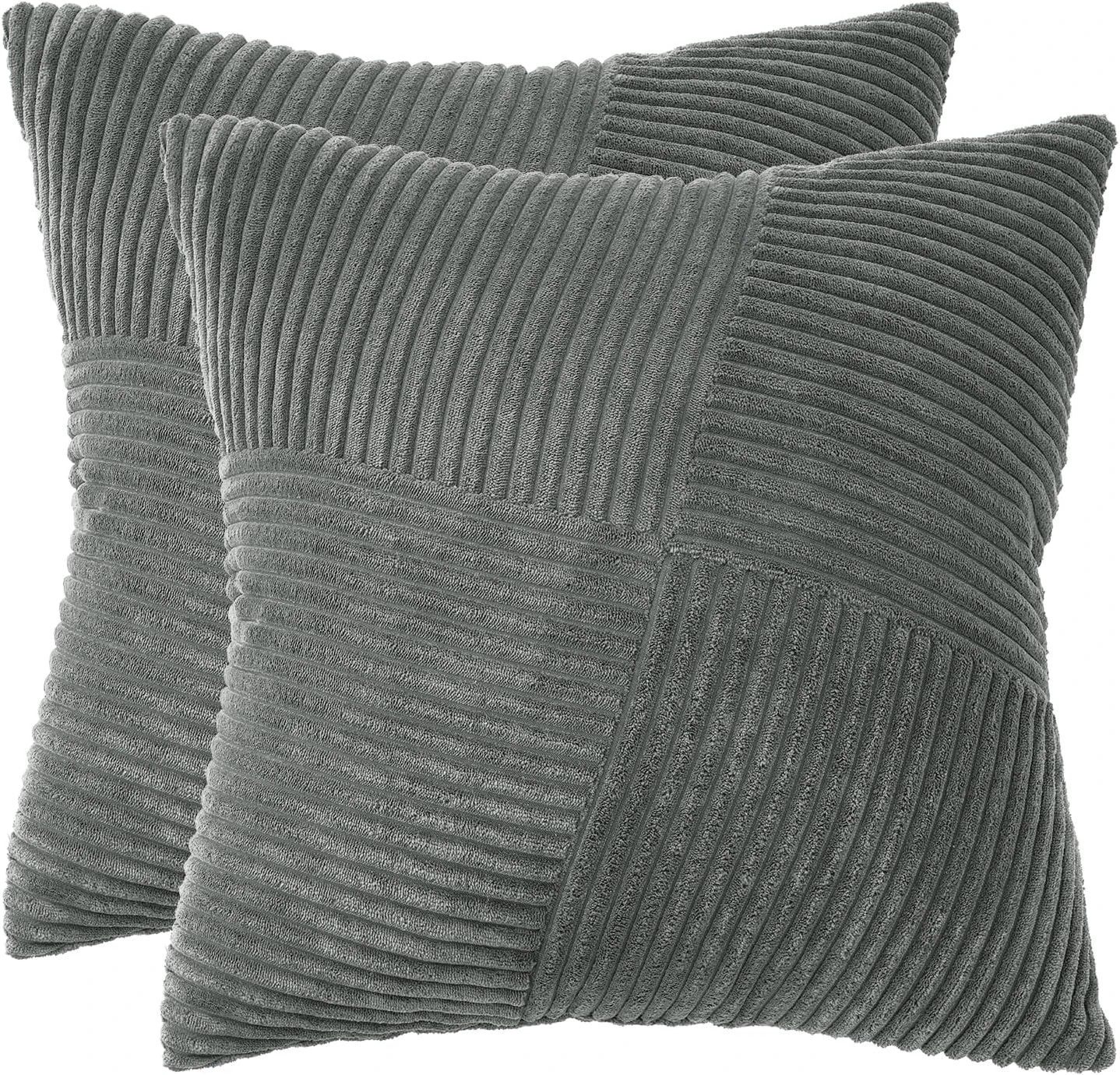 2 Gioia Casa 2-Pack Corduroy Cushion Covers Windmill Pattern 45x45cm - Dark Grey, 2 of 2