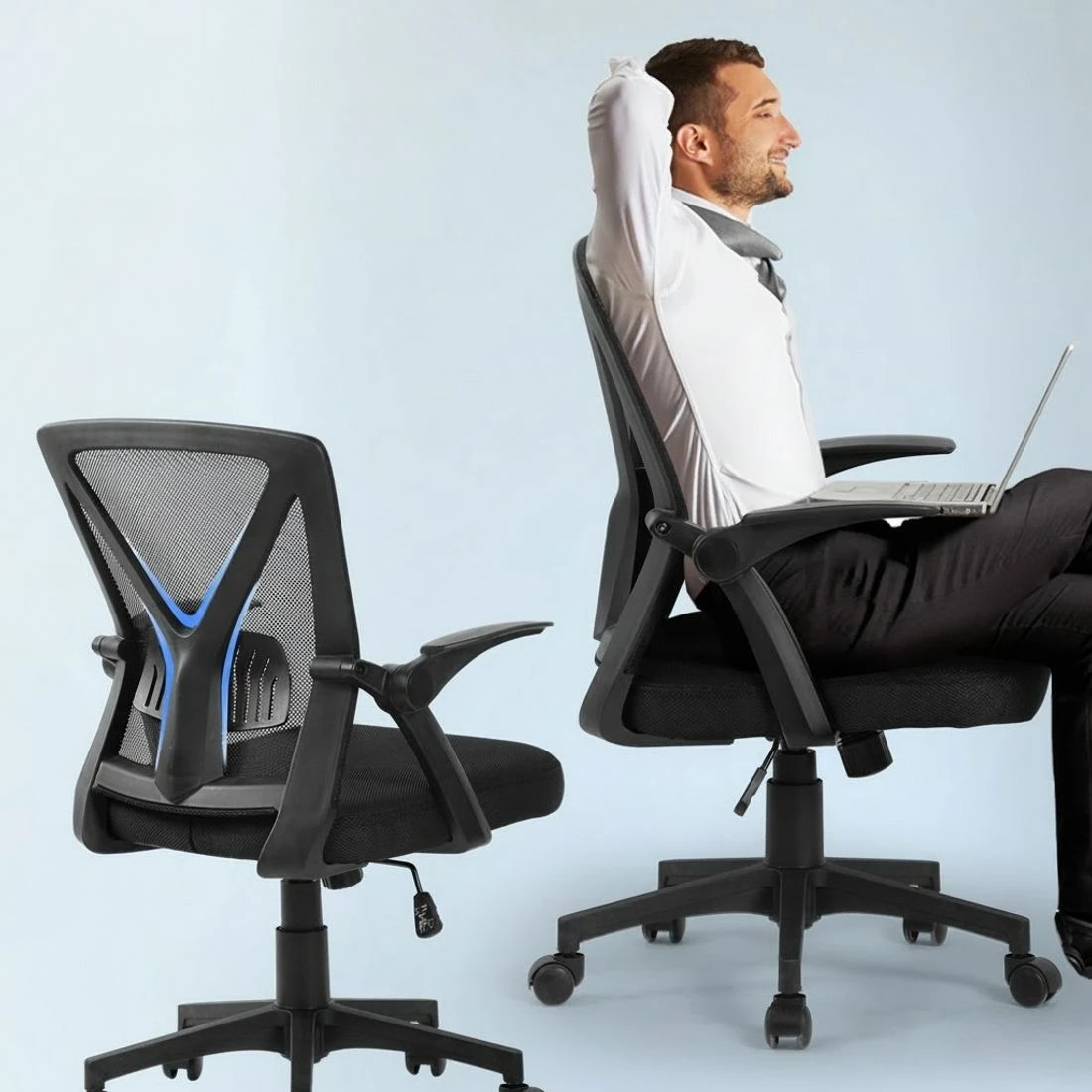 5 Artiss Mesh Office Chair Mid Back - Black, 5 of 6